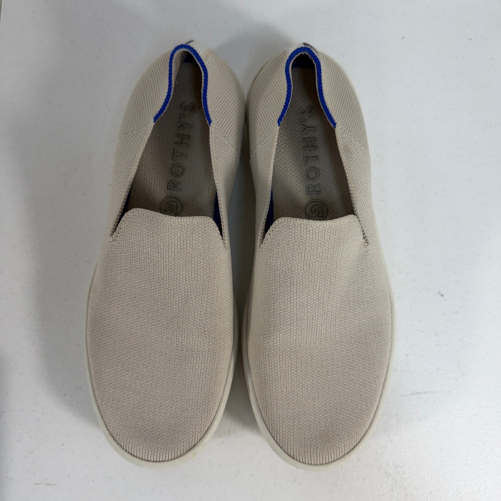 Rothy’s 7.5 Sneakers The Original Slip-On Sustainable Knit Washable Sand Beige