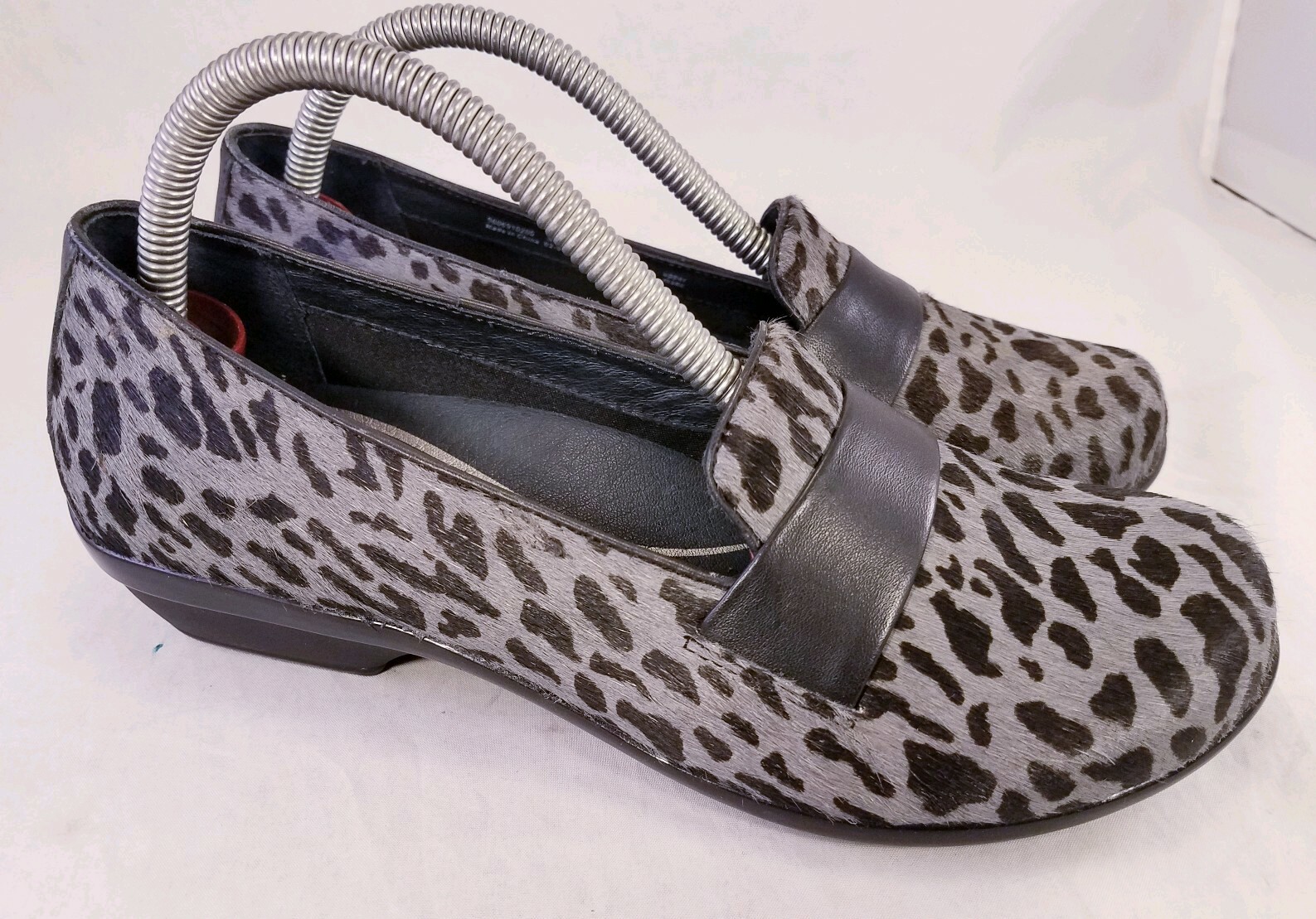 DANSKO PONY HAIR LEOPARD GRAY BLACK LOAFERS SHOES SIZE 36/6
