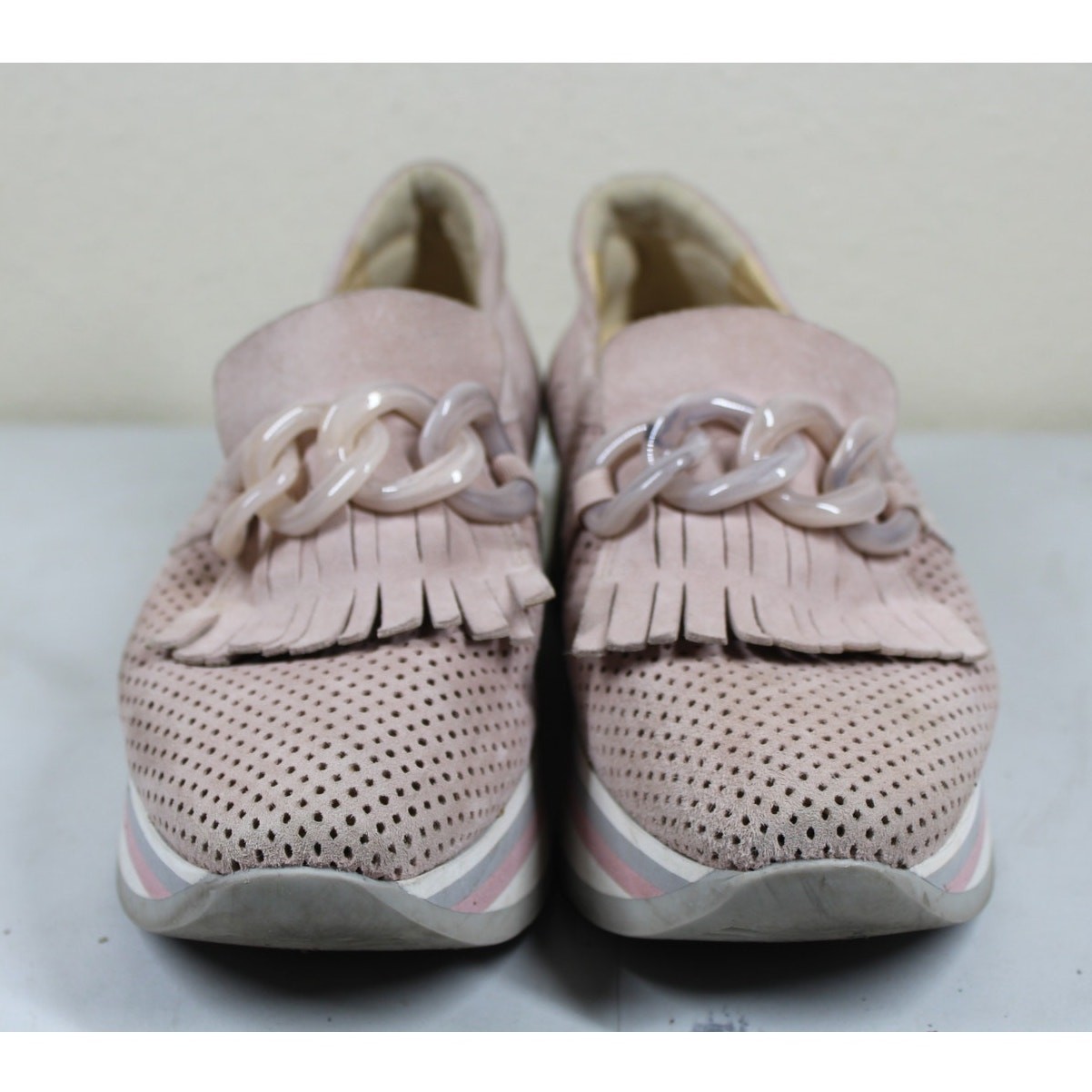 Softwaves Cadie platform loafers light pink/taupe suede Womens 39