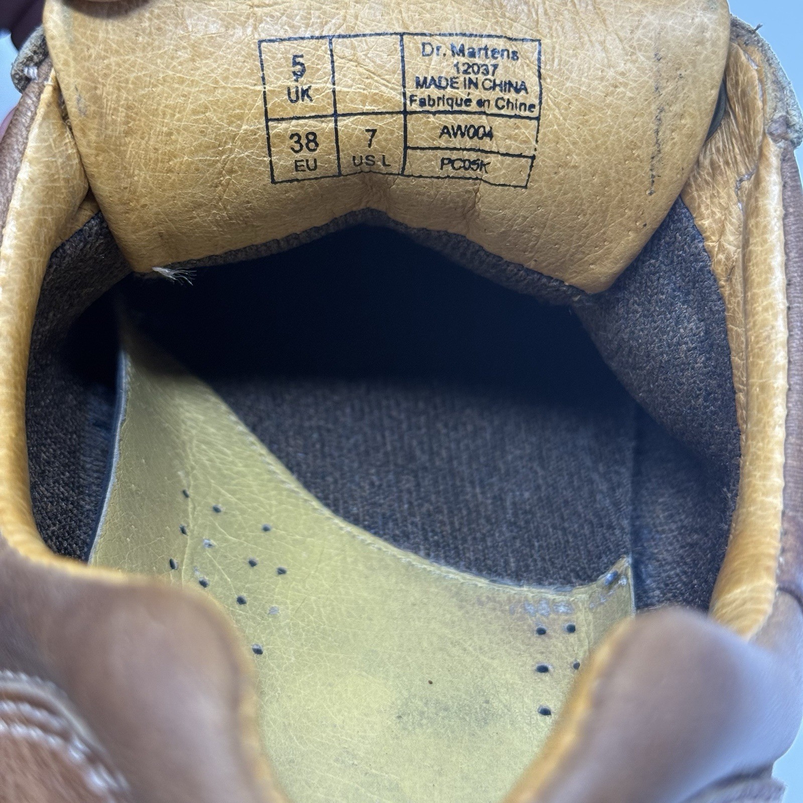Y2K Dr Martens Chunky Oxford Shoes Brown Leather 12037 Womens Size US 7 UK 5
