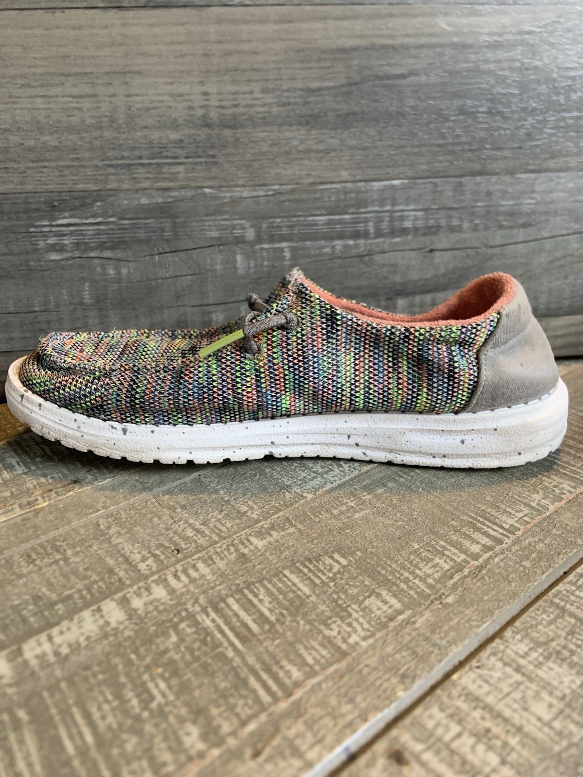 Hey Dude Wendy Sox Aurora White Rainbow Women’s Size 6 Slip On Loafer Sneakers