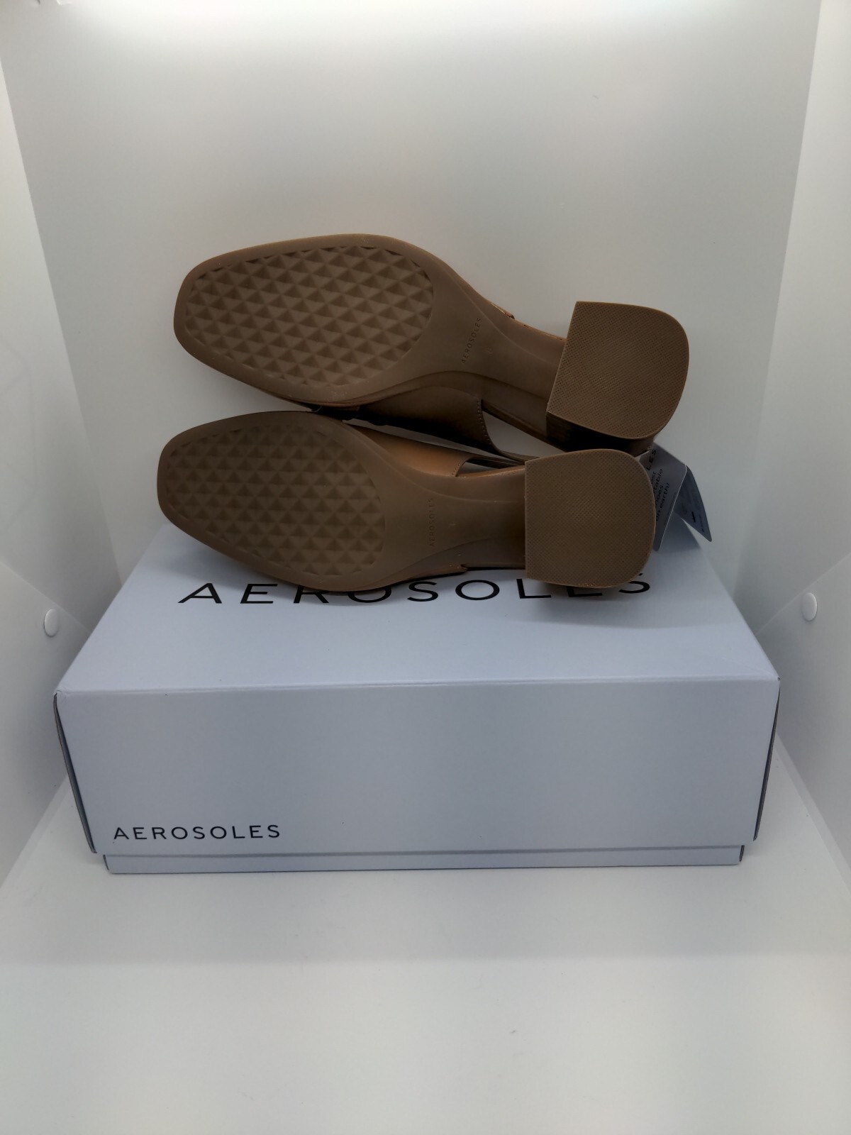 New Aerosoles Comfortable Women’s Ornamented Block Heel Slingback Allure Tan…