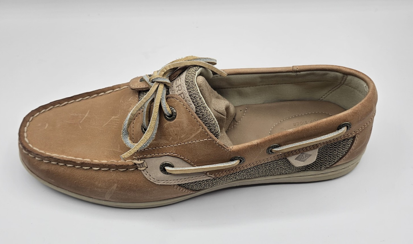 Sperry Top-Sider Women’s Koifish Boat Shoe Leather Oat Size 10 Wide New w/box