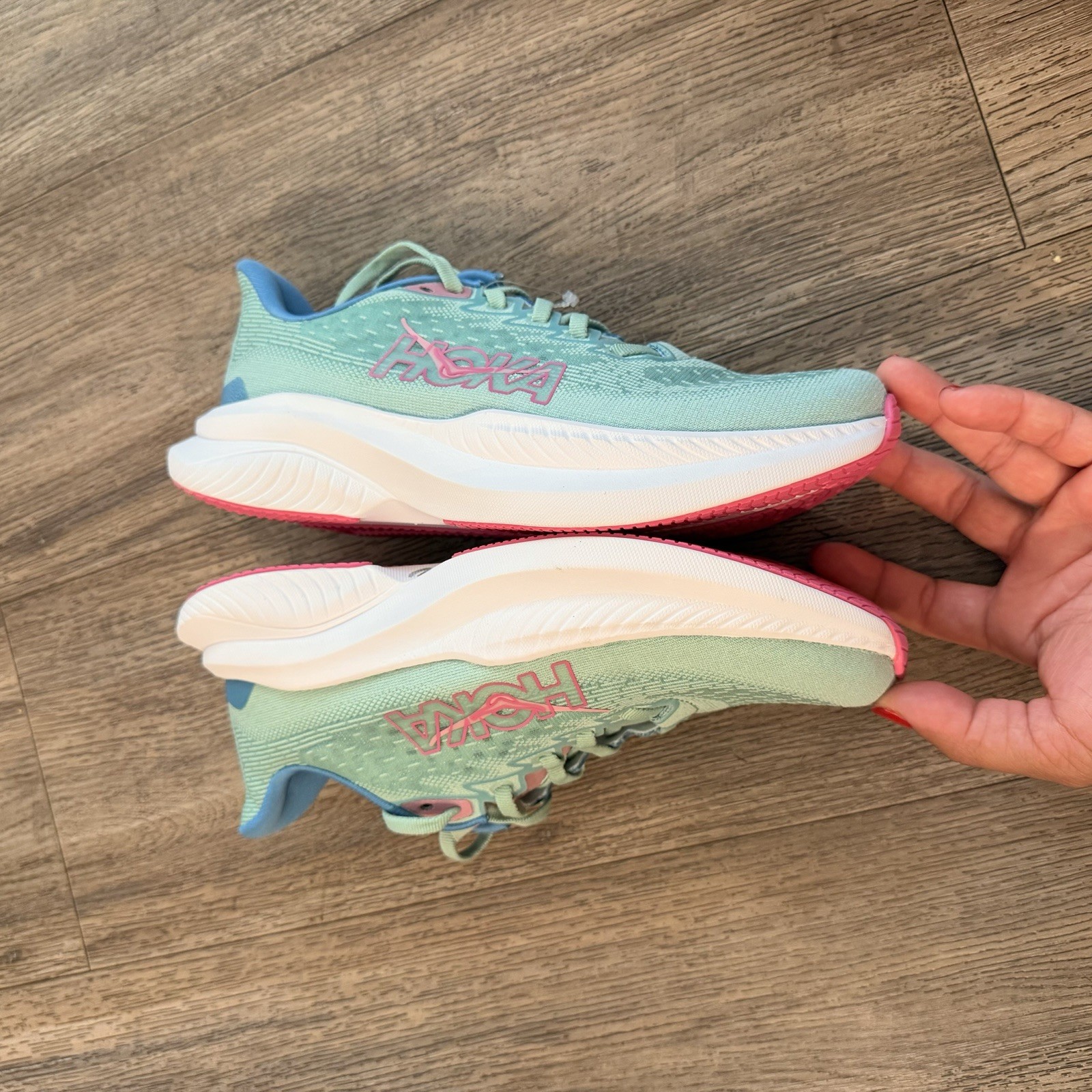 Hoka One One Womens Mach 6 1147834 JTL Teal Running Shoes Sneakers Size 9.5 B