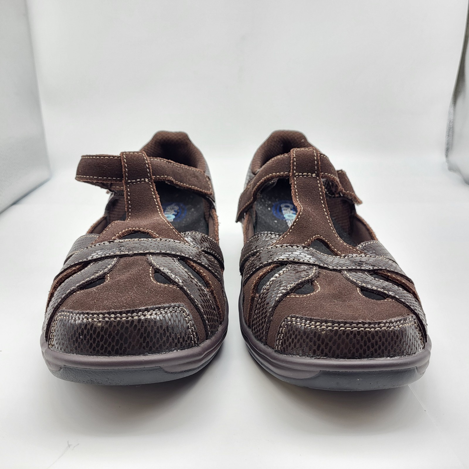 OrthoFeet Juno 860 Shoes Sz 9.5 Wide Brown Suede Mary Jane Walking Comfort
