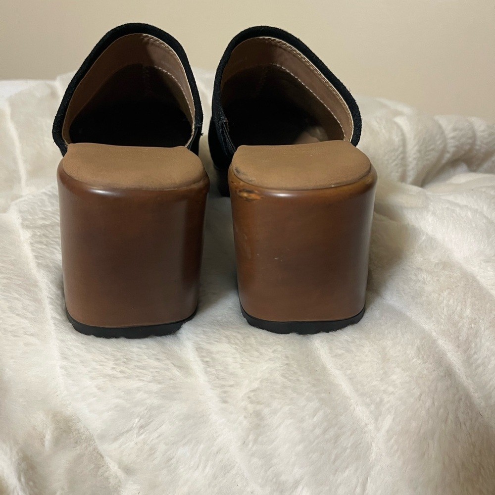 Crown Vintage 6.5M Cami Black Brown Fall Winter Boho School Casual Heeled Clogs