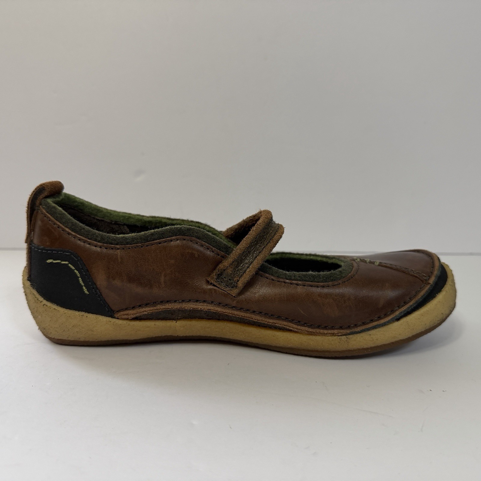 Merrell Womens Paris Saddle Mary Jane Brown Leather Crepe Sole Shoes Size 7