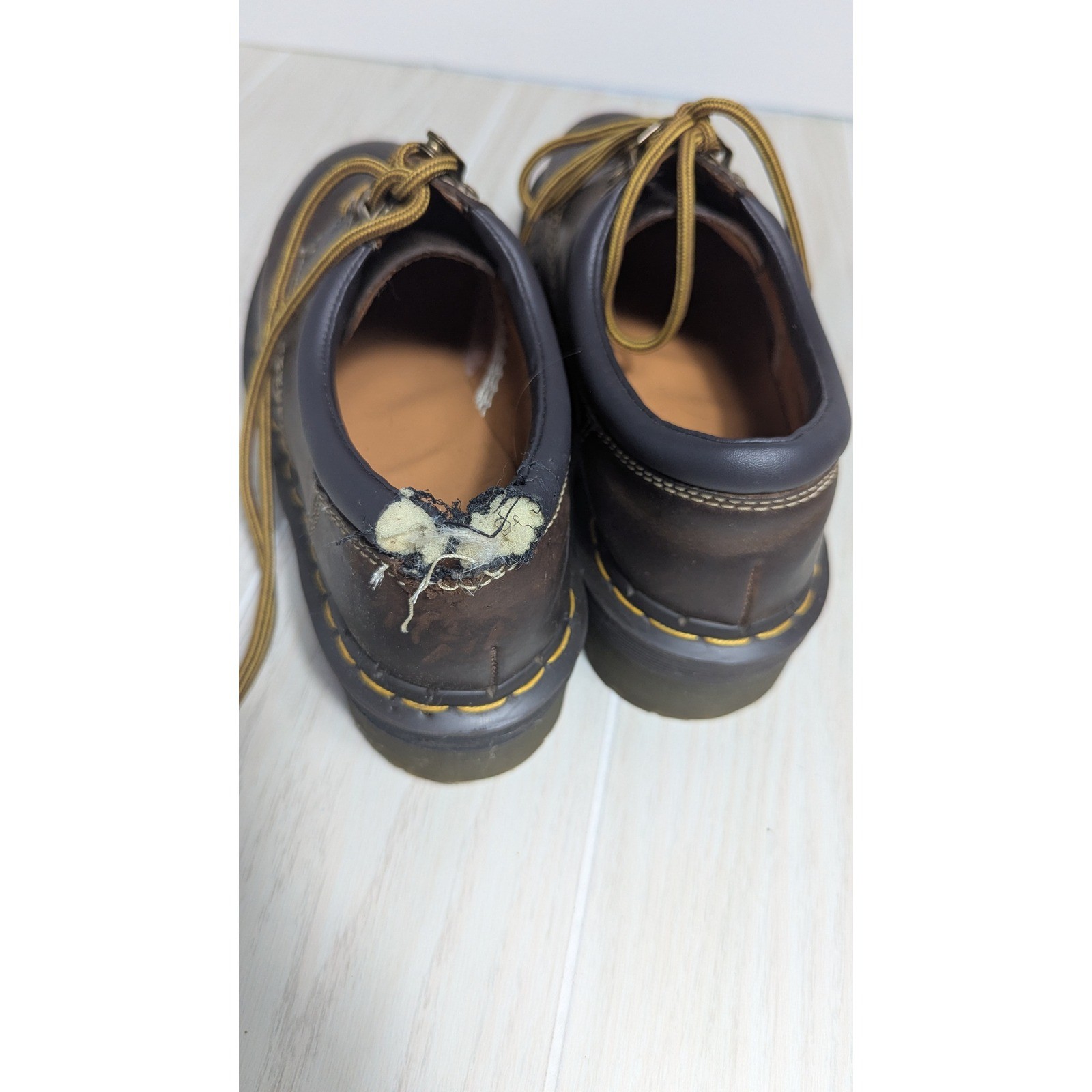 Pair w/ EATEN LEFT SHOE Dr. Martens Quad Arc Women 9 Brown Crazy Horse Platform