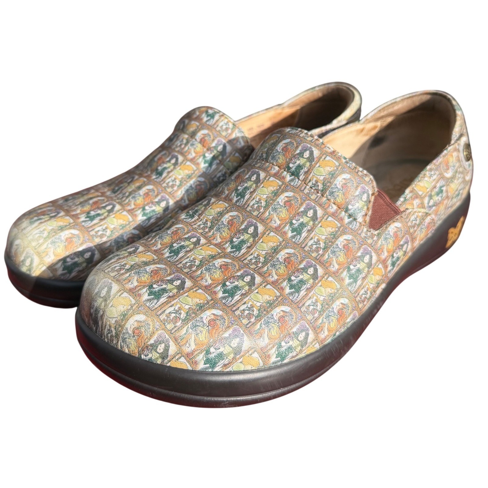 Alegria Keli Professional Leather Clogs Graphic Print Nursing Shoes KEL-7605 40