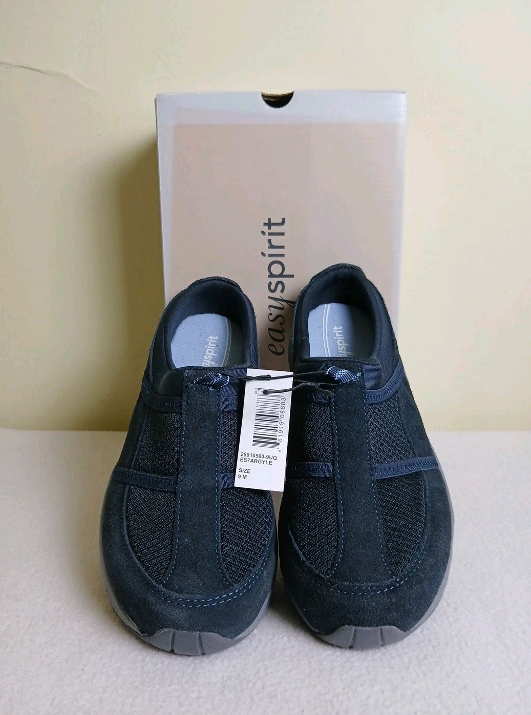 Easy Spirit Argyle Cushioned Walking Clog Slip-On Shoes Navy 9M NWB