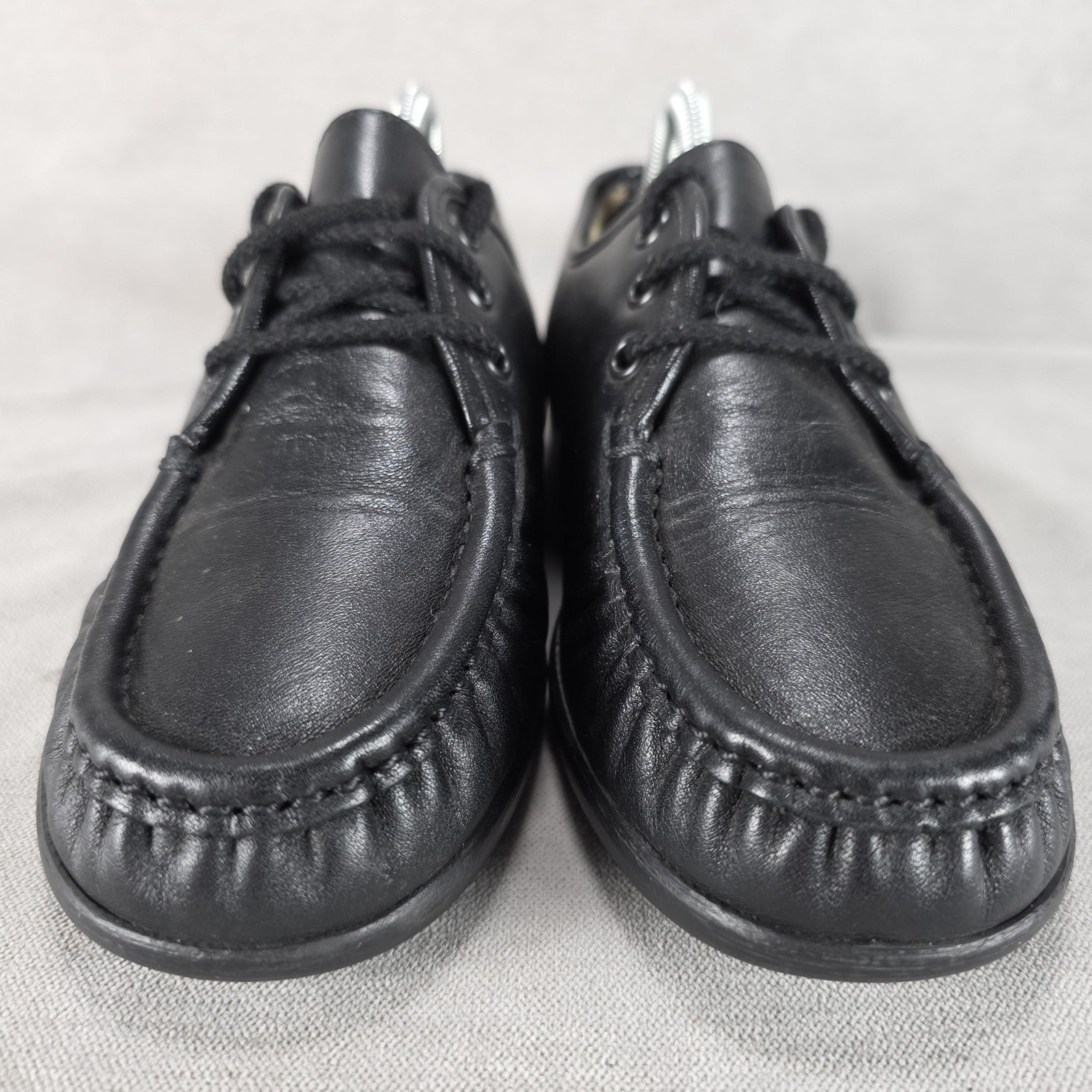 SAS Handsewn Moc Toe Shoes Womens Size 7.5 M Black Leather Lace Up Made in USA