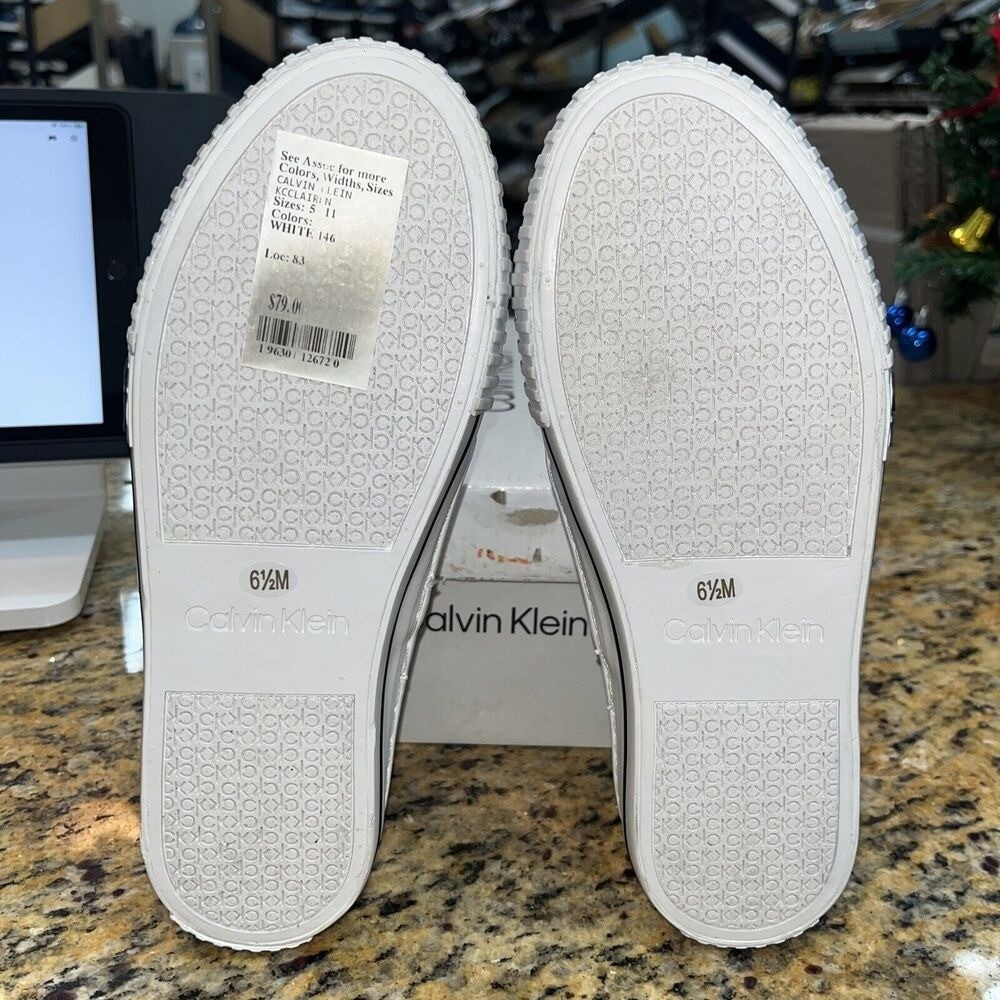 Calvin Klein Womens Clairen White Purple Casual and Fashion Sneakers Size 6.5M