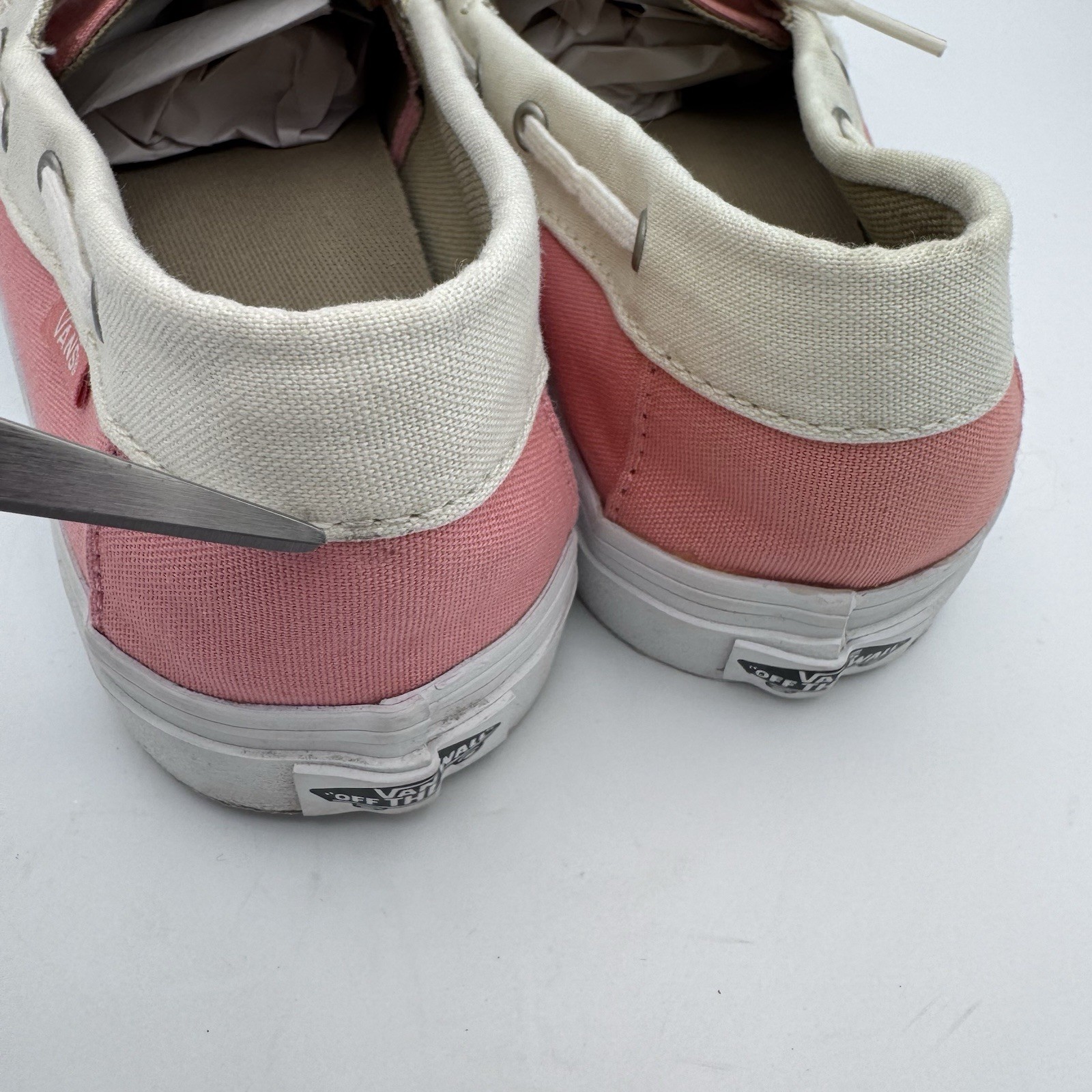 Vans Surf Siders Boat Shoes Womens Size 8.5 Chauffeur Lace Up Pink Beige