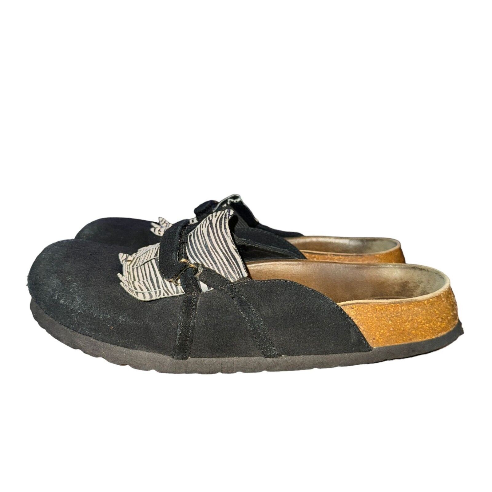 Birkenstock Betula Clog Women’s 8 Narrow Black Zebra Kiltie Leather Slip On Shoe