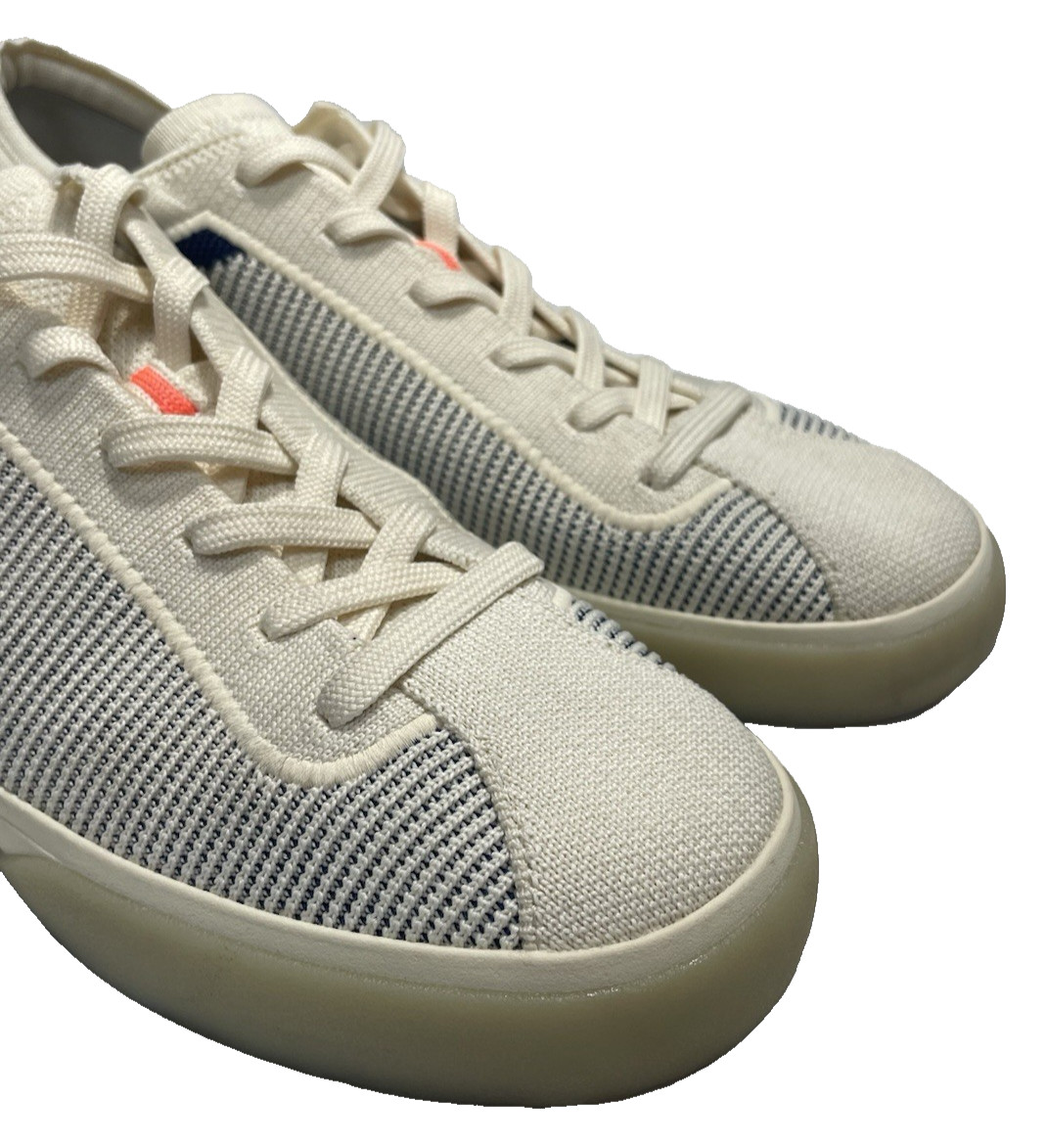 Rothy’s The Lace Up Sneaker Low Top Shoes Navy Blue & Cream Women’s Size 11