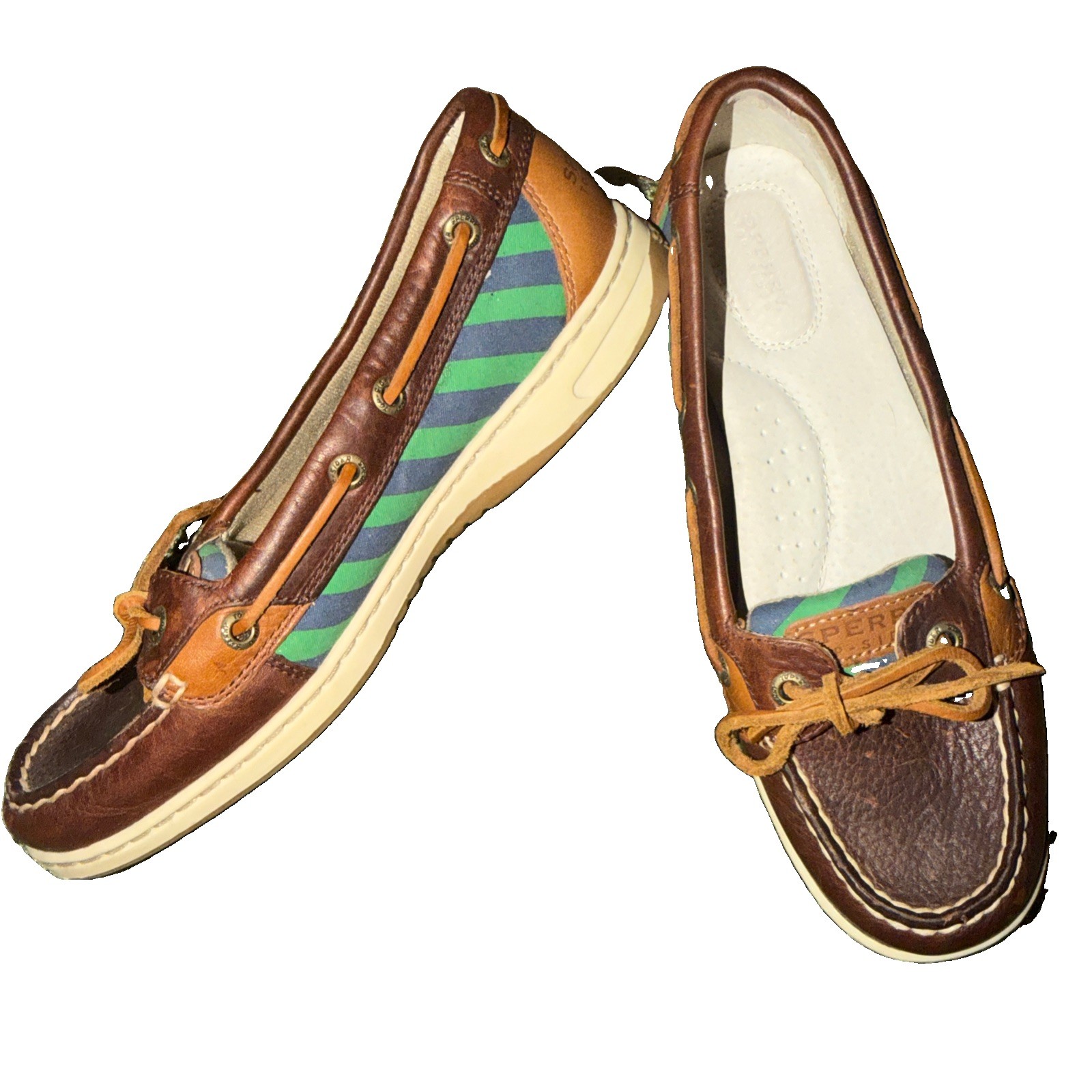 SPERRY TOP-SIDER Womens Angelfish Boat Shoes Sz 7.5 Leather Plaid Loafers