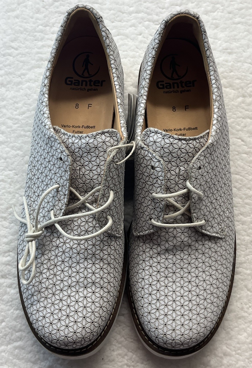 Ganter Oxford Shoes Womens 8 Derby Leather Lace-Up Casual Geometric AOP Comfort