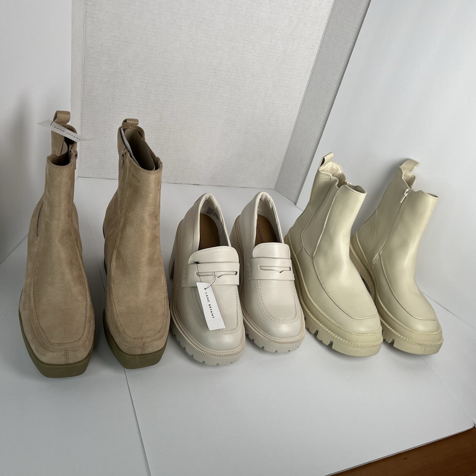 3 Pairs of Lane Bryant Shoes Womens 10W White Penny Loafer Platforms NEW UNWORN