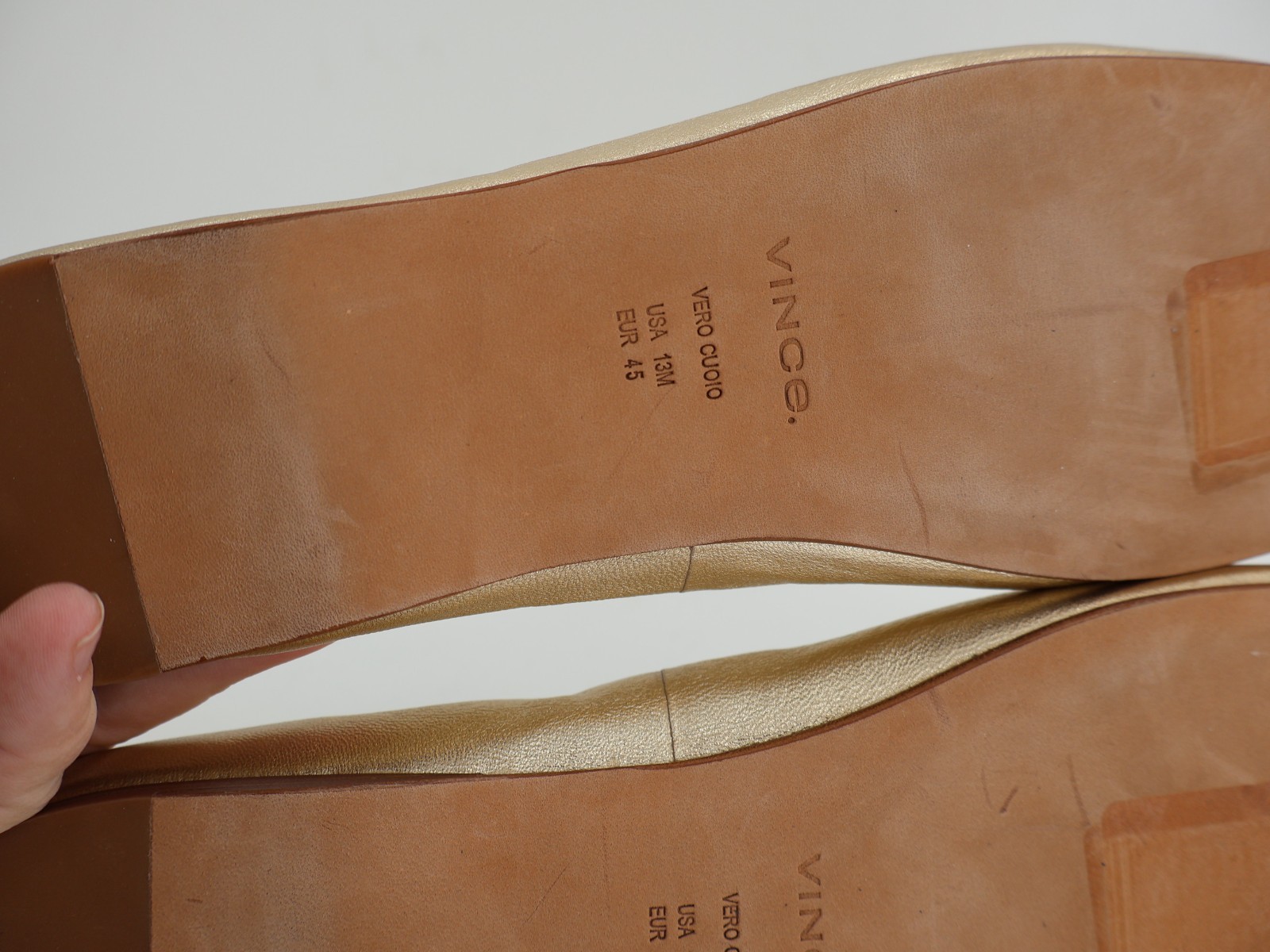 Vince Leah Ballet Flats Size 13 Gold Metallic Leather Square Toe Slip On Comfy
