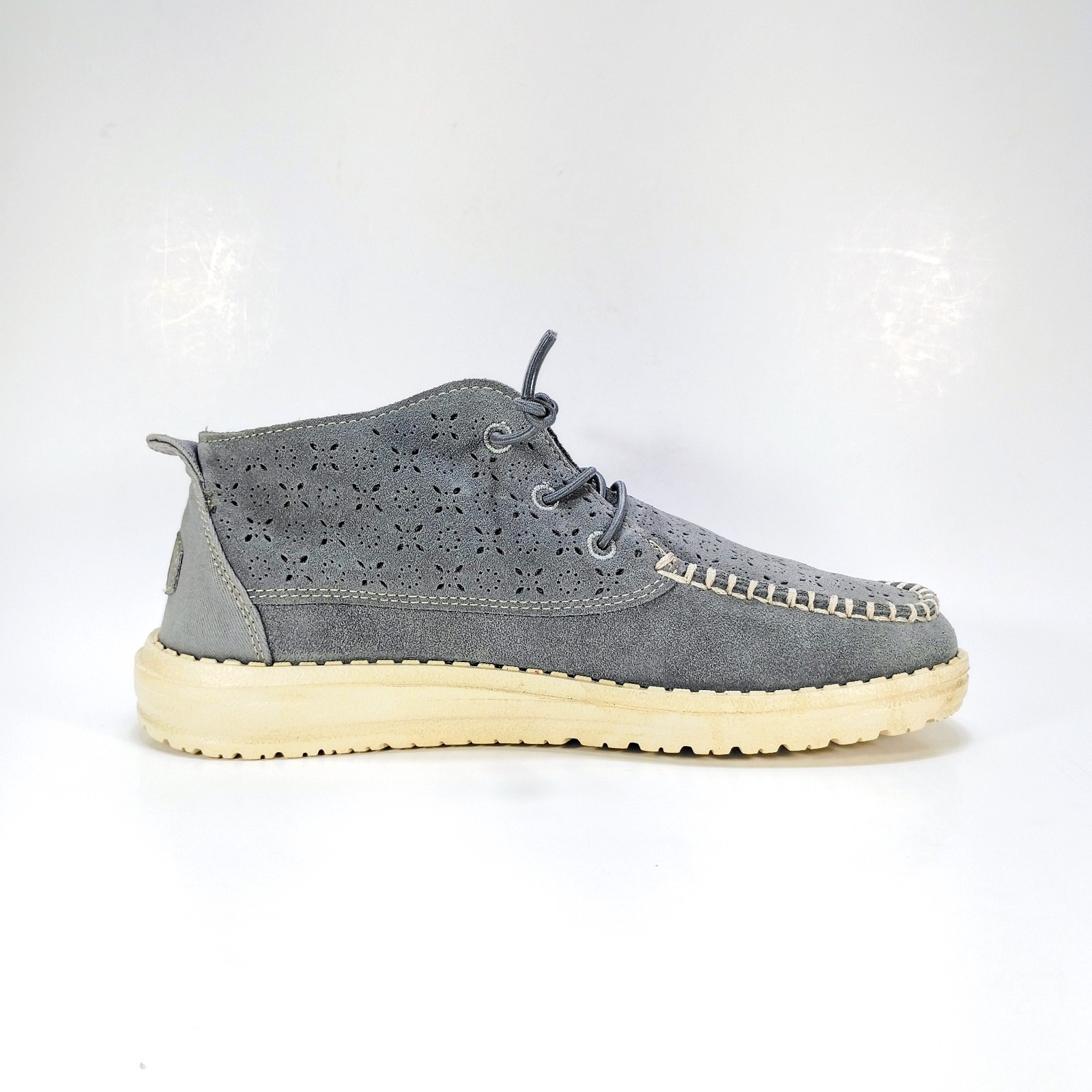 Hey Dude Wendy Mid Suede Boho Womens 6 Grey Suede Slip On Sneakers