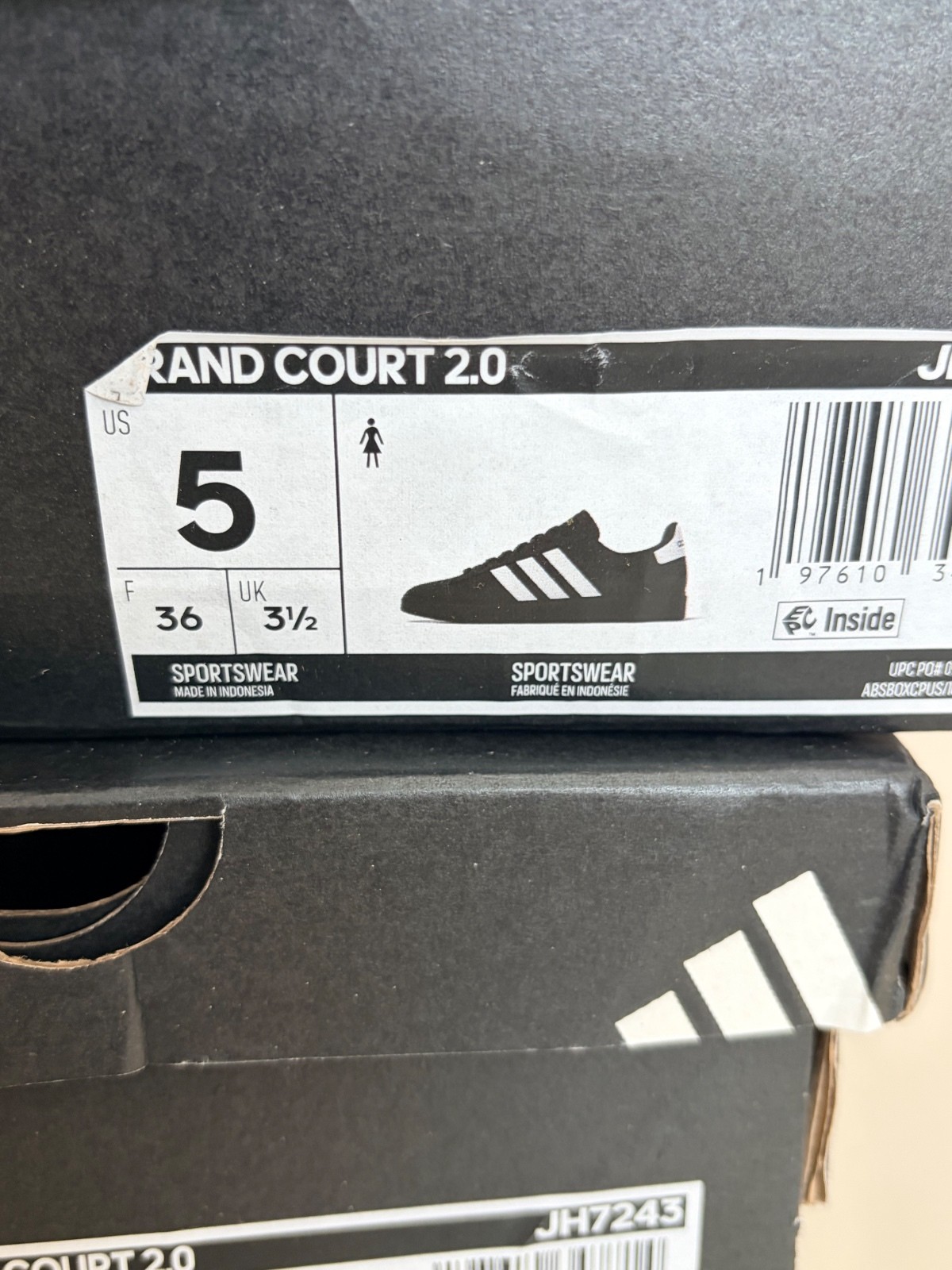 Adidas Grand Court 2.0 Women’s Black and White Sneakers Size 5 US