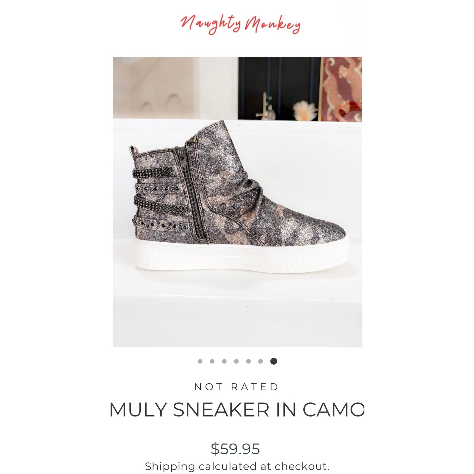 NOT RATED MULY SNEAKER IN CAMO Size 8
