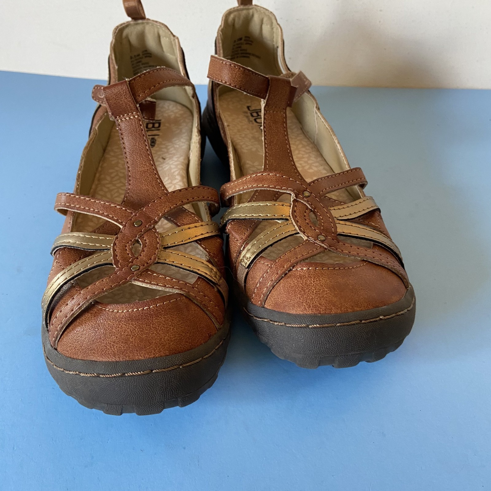 JBU by Jambu Shoes Womens Sz 8.5 Dove Memory Foam Soles Brown Copper T Strap