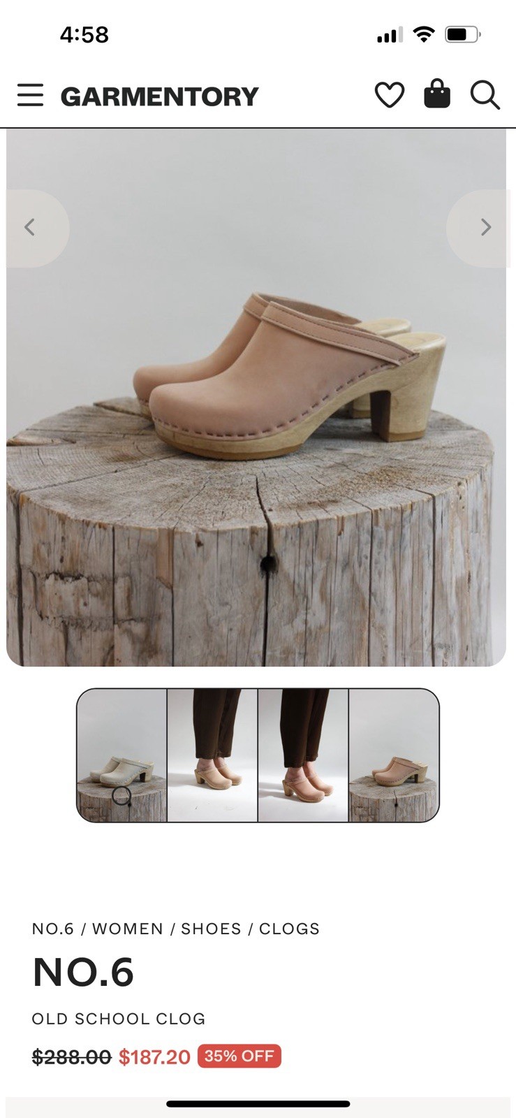$185 Clogs No. 6 Brand Old School Clogs High Heel Women’s Sz 36/37 Pink Sand