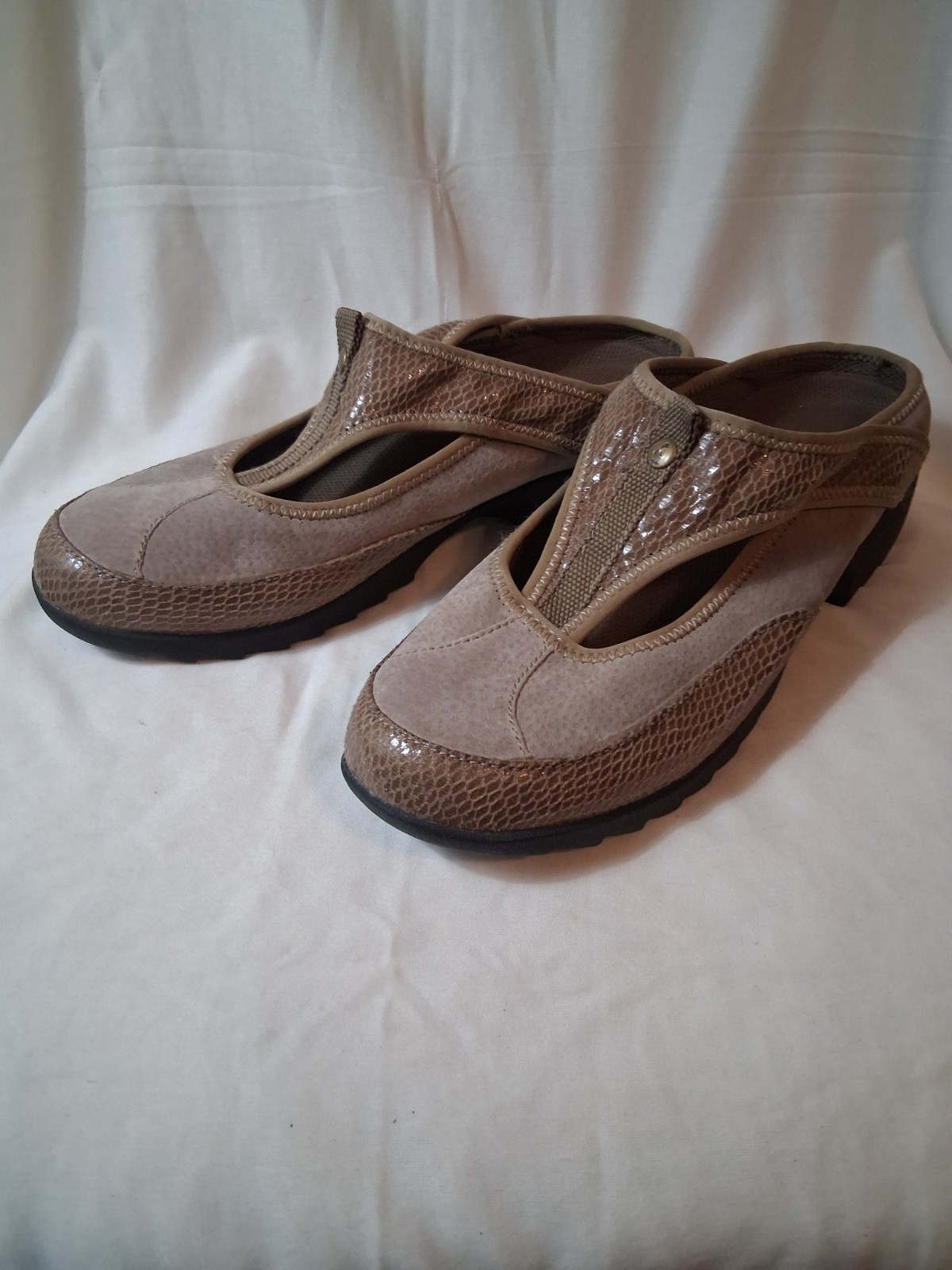 Sporto Katy Tan Suede & Snake Maryjane Mule Sz 8.5