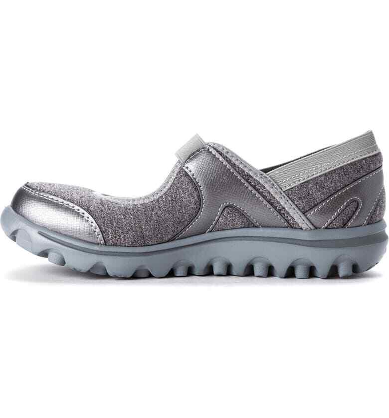 Propet WAA003J Onalee Grey/Silver Stretch Jersey Mary Jane Diabetic Appr. 7N