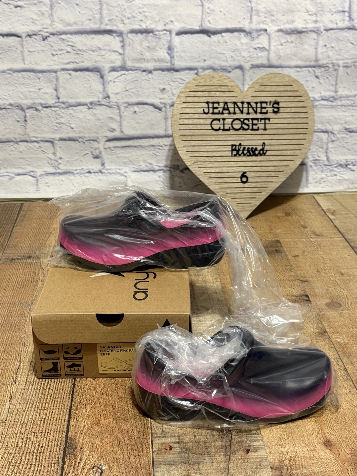 Anywear Footwear SR Angel Electric Pink Fade Ombré Nursing Clogs Mens 5 Womens 7