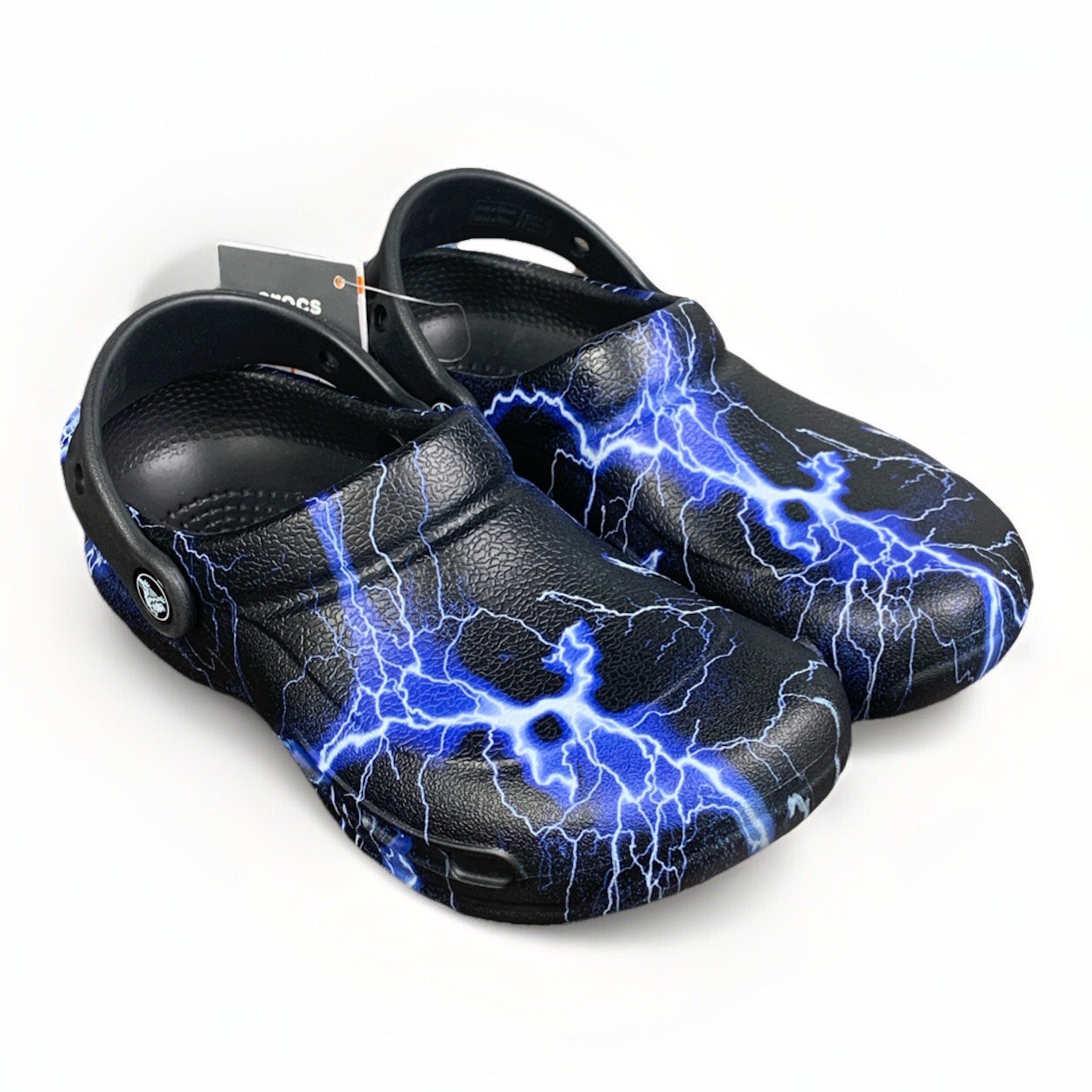 Crocs Bistro Graphic Black Lightning Bolt Graphic Slip Resistant Clogs Sz M4 W6