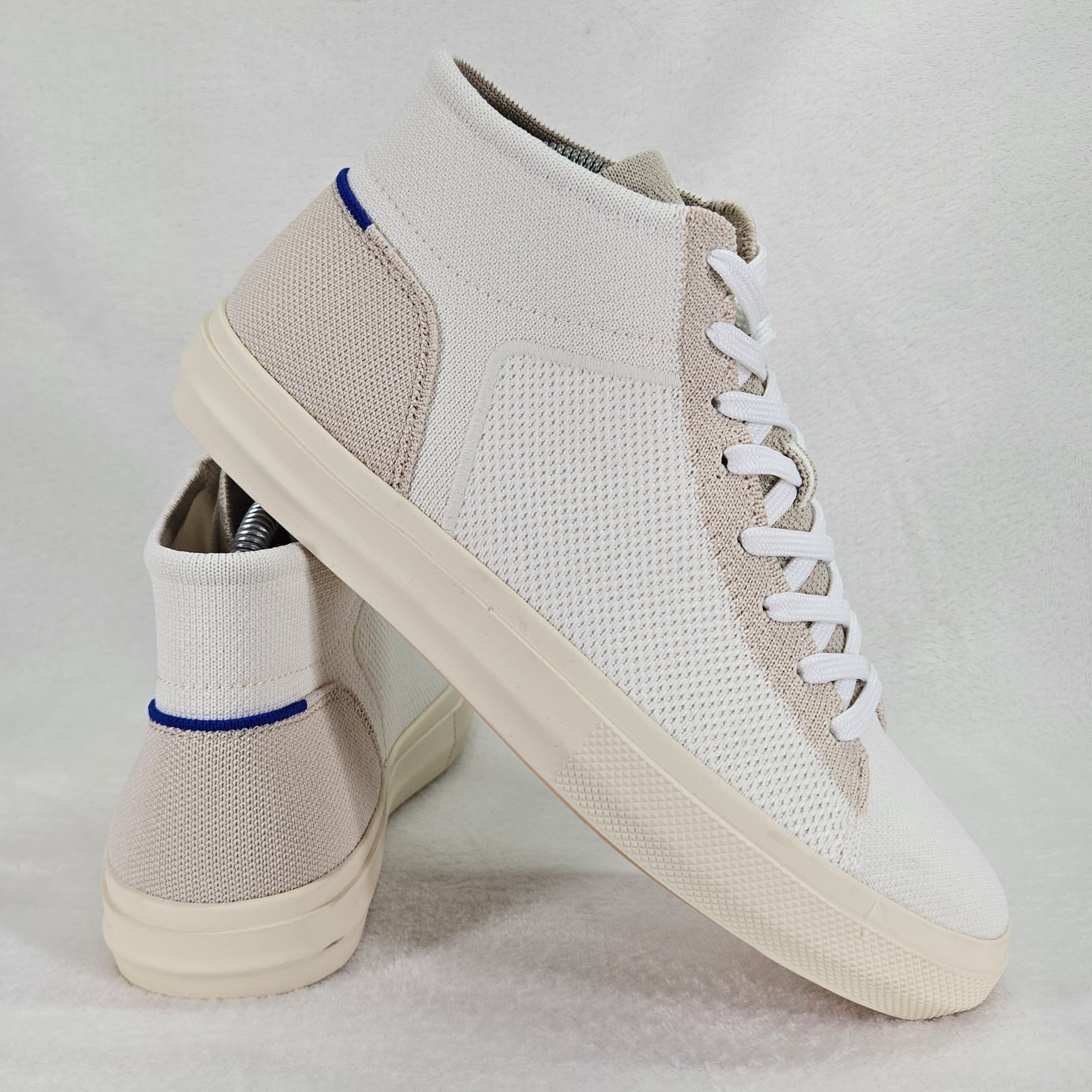 Rothy’s High Top Sneaker Womens 9.5 Cream Beige Shoes Lace Up Knit Casual
