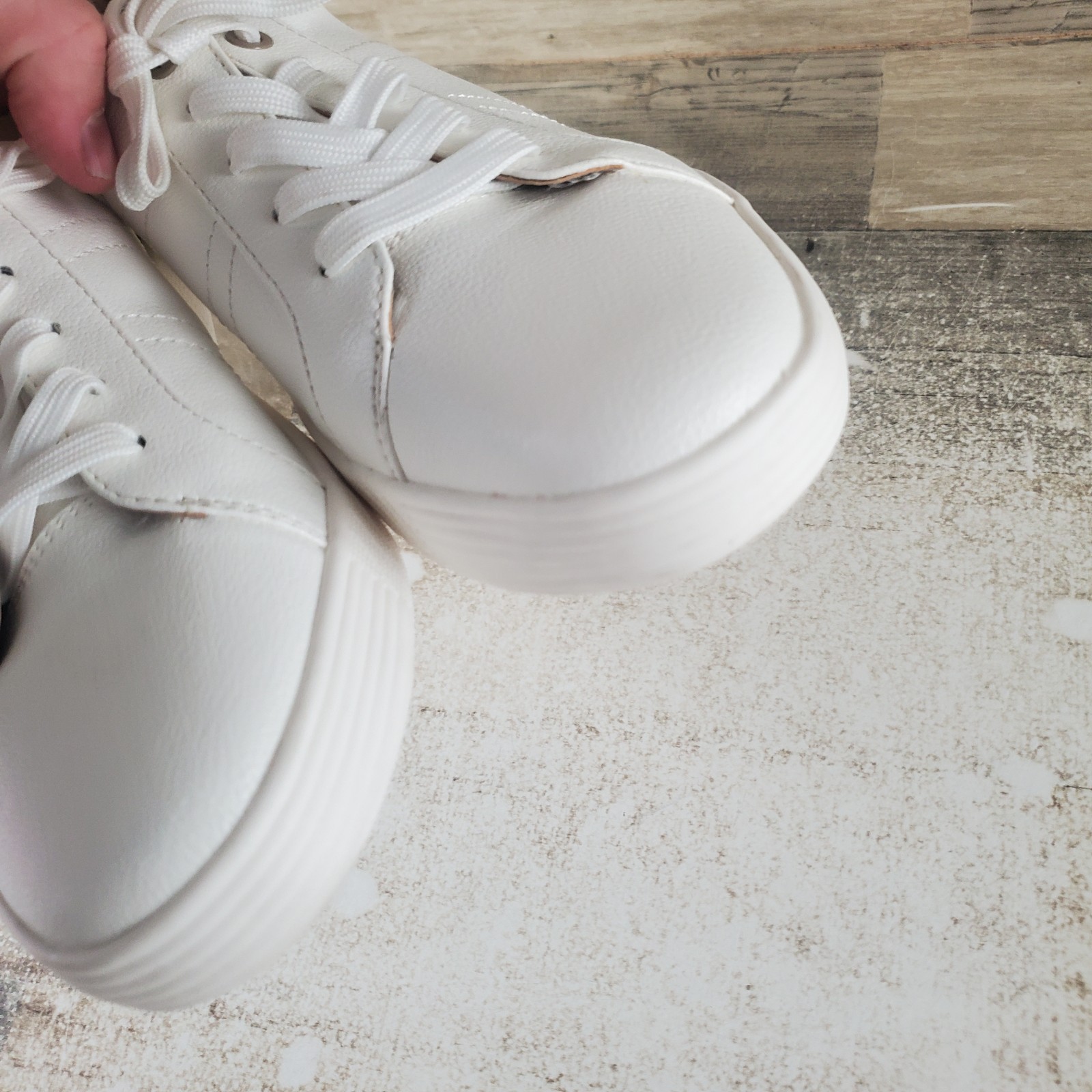 Naturalizer SOUL Neela Womens Shoes Sz 8 W White Beige Leather Lace Up Sneakers
