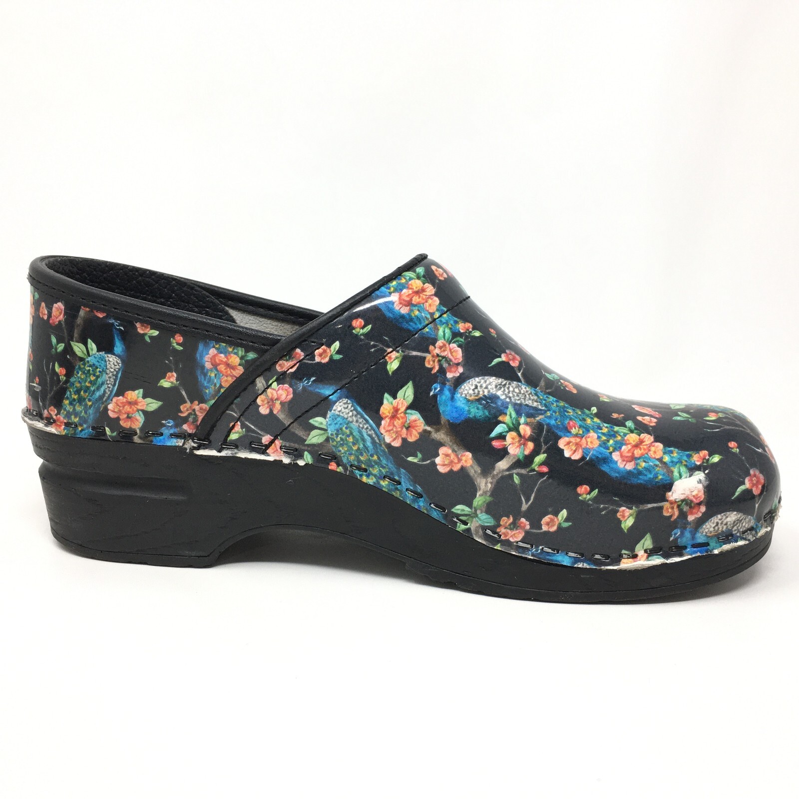 Bjork Clogs Loafers Shoes Womens Size 7-7.5 US 38 EU Peacock Floral Leather