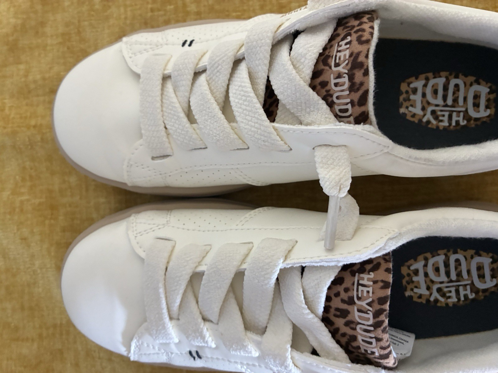 Hey Dude Sirocco White Leopard Print Sneakers Size 8