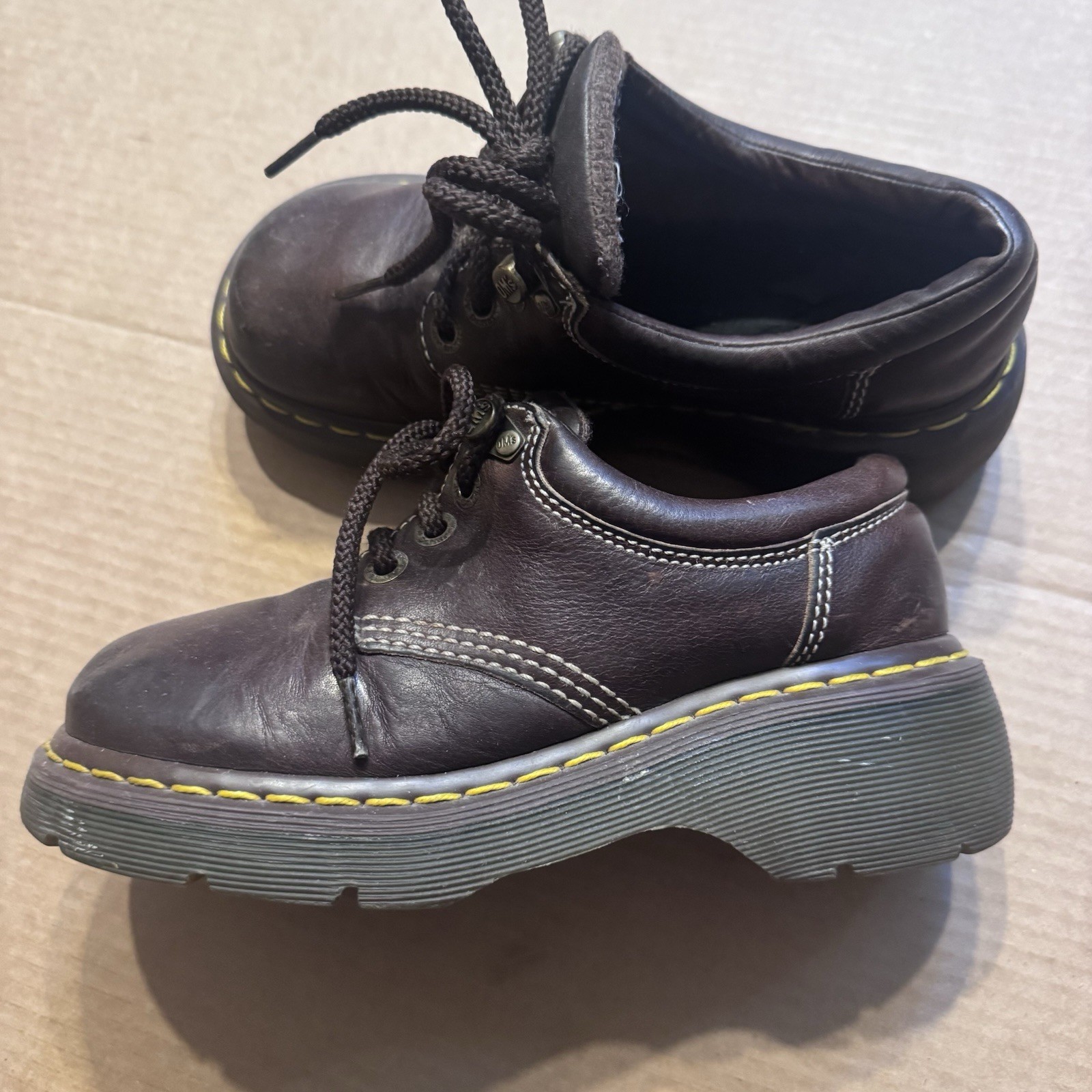 Dr. Martens 8053 Crazy Horse Leather Shoes in Dark Brown Women’s 6