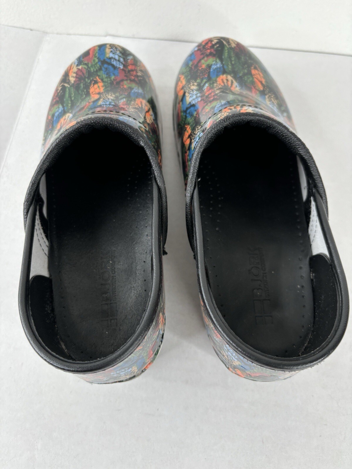 Bjork Swedish Comfort Shoes Clogs Women’s Size 39-40 US 8.5-9 Water Colors Print