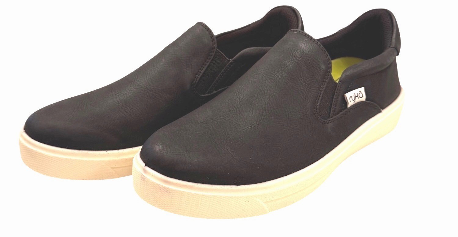 Ryka Viv Slip On Black Size 7.5 W Wide EU 38 Man Made Upper NWB