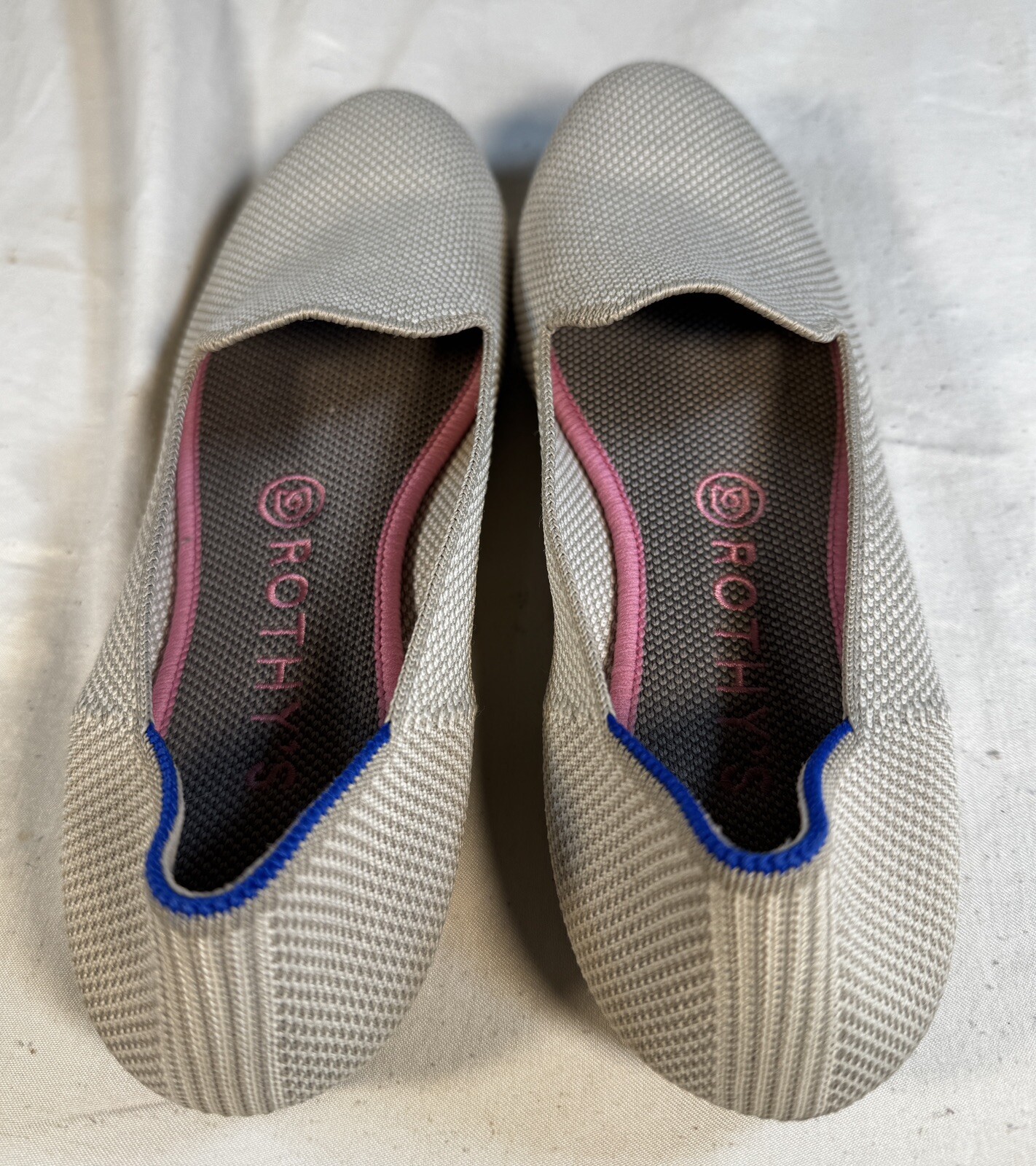 Rothy’s The Loafer 8 Ecru Beige Knit Sustainable Flat Shoe