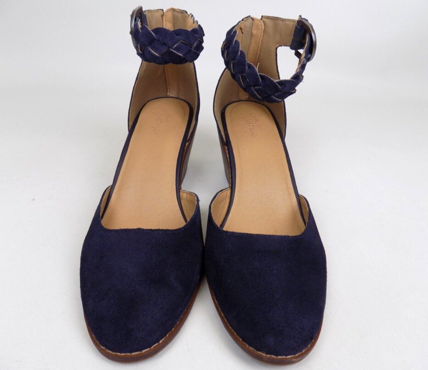 CROWN VINTAGE Women Lorelee Wedge Ankle Strap Comfort Shoes Size 8.5 M, Blue
