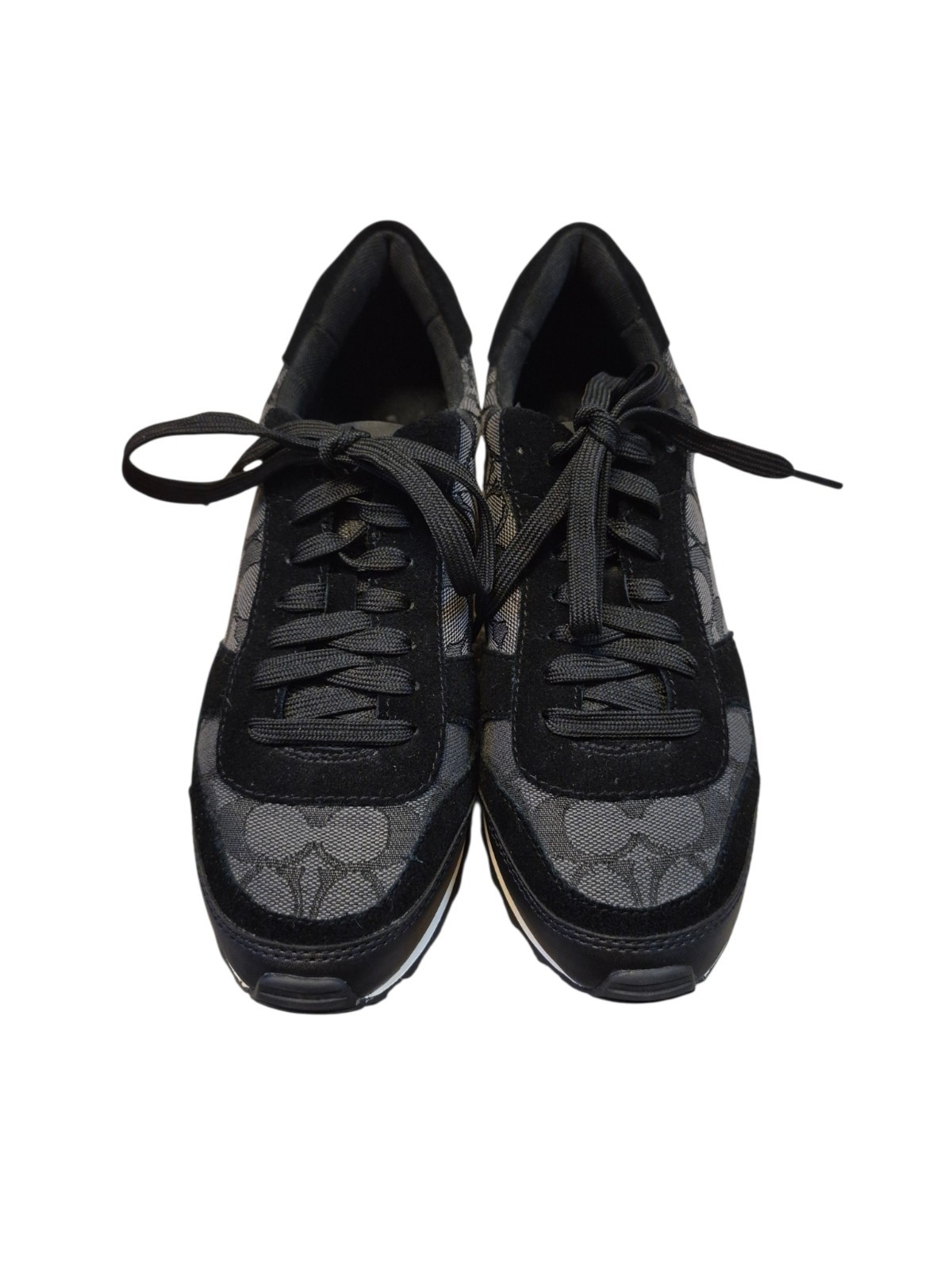 COACH Mason Signature Black Suede White Sneakers Womens 9