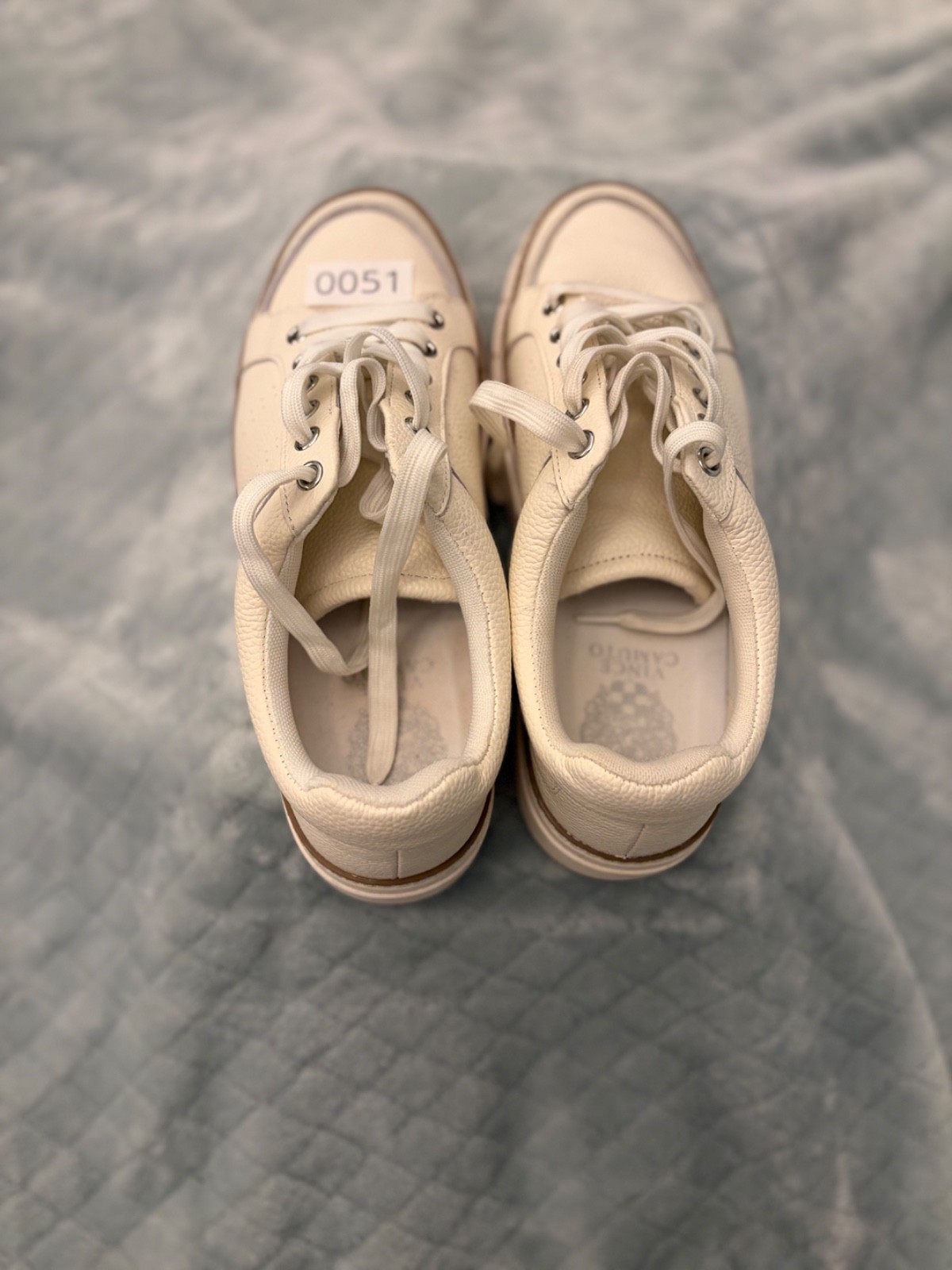 Vince Camuto White Leather Randay Lace Up Platform Sneakers Size 9M