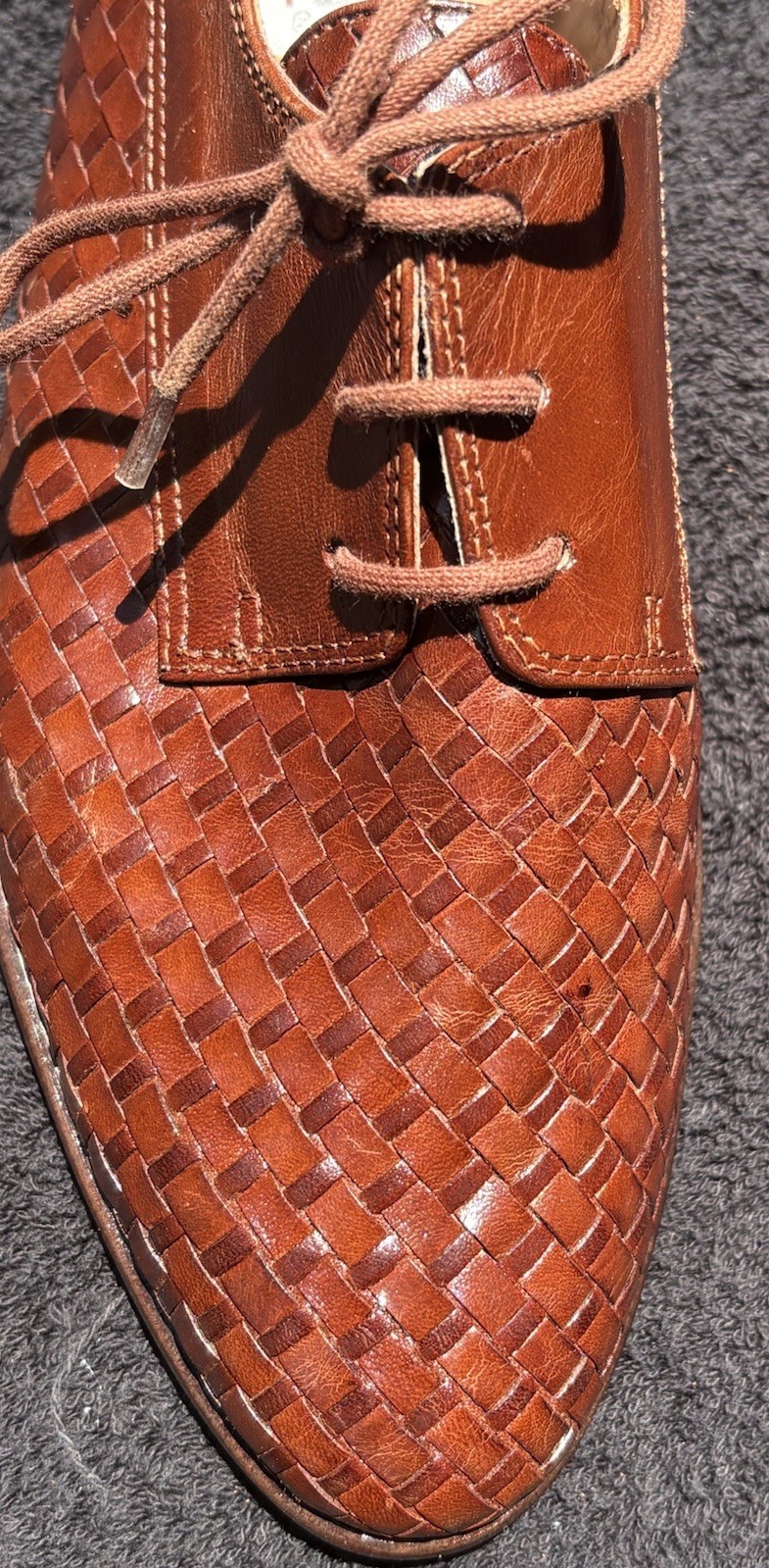 Vintage Bandolino Brown Woven Leather Oxford Women’s US10M Made In Brazil