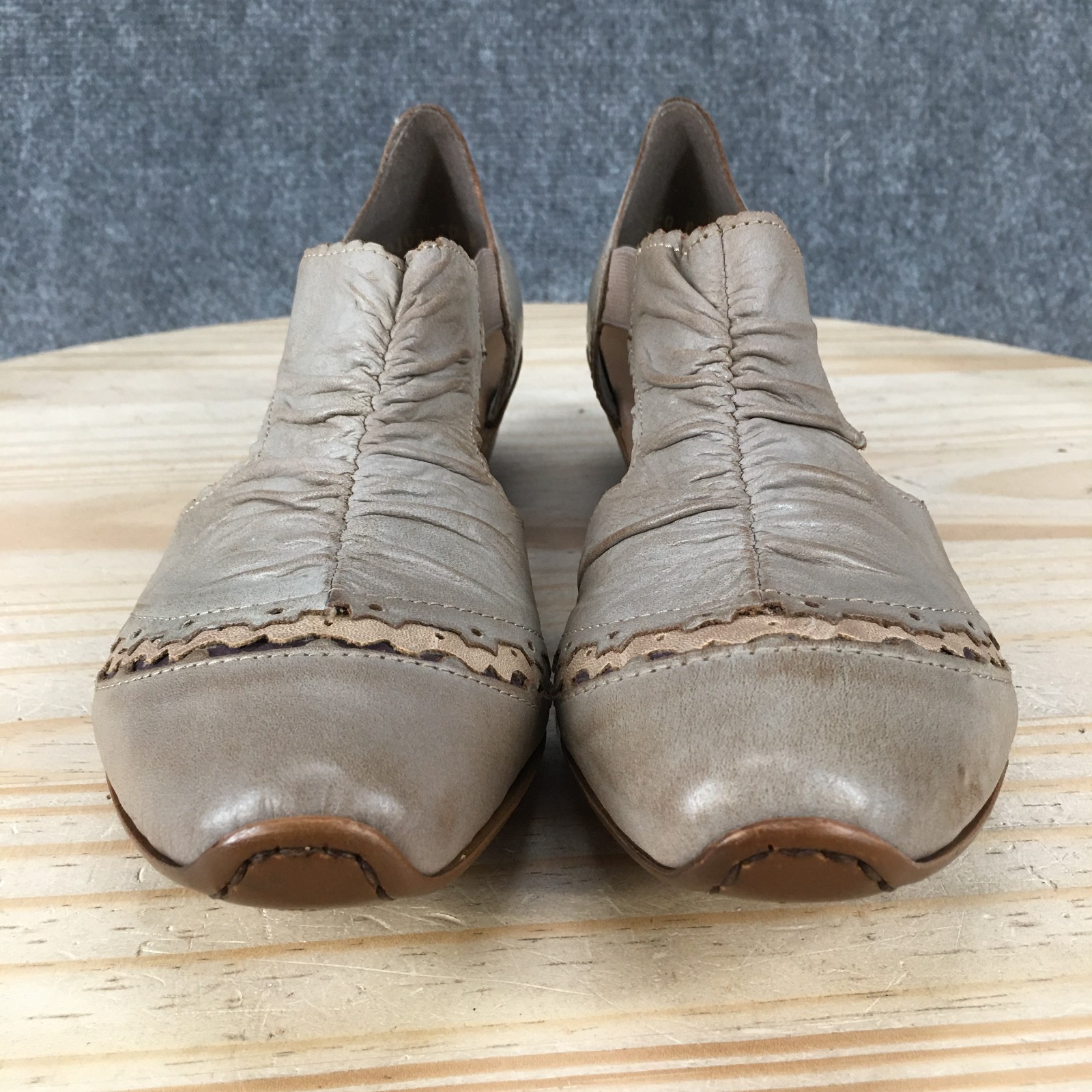 Rieker Mirjam Mary Jane Shoes Womens 37 Laser Cut Casual Leather Taupe NEW