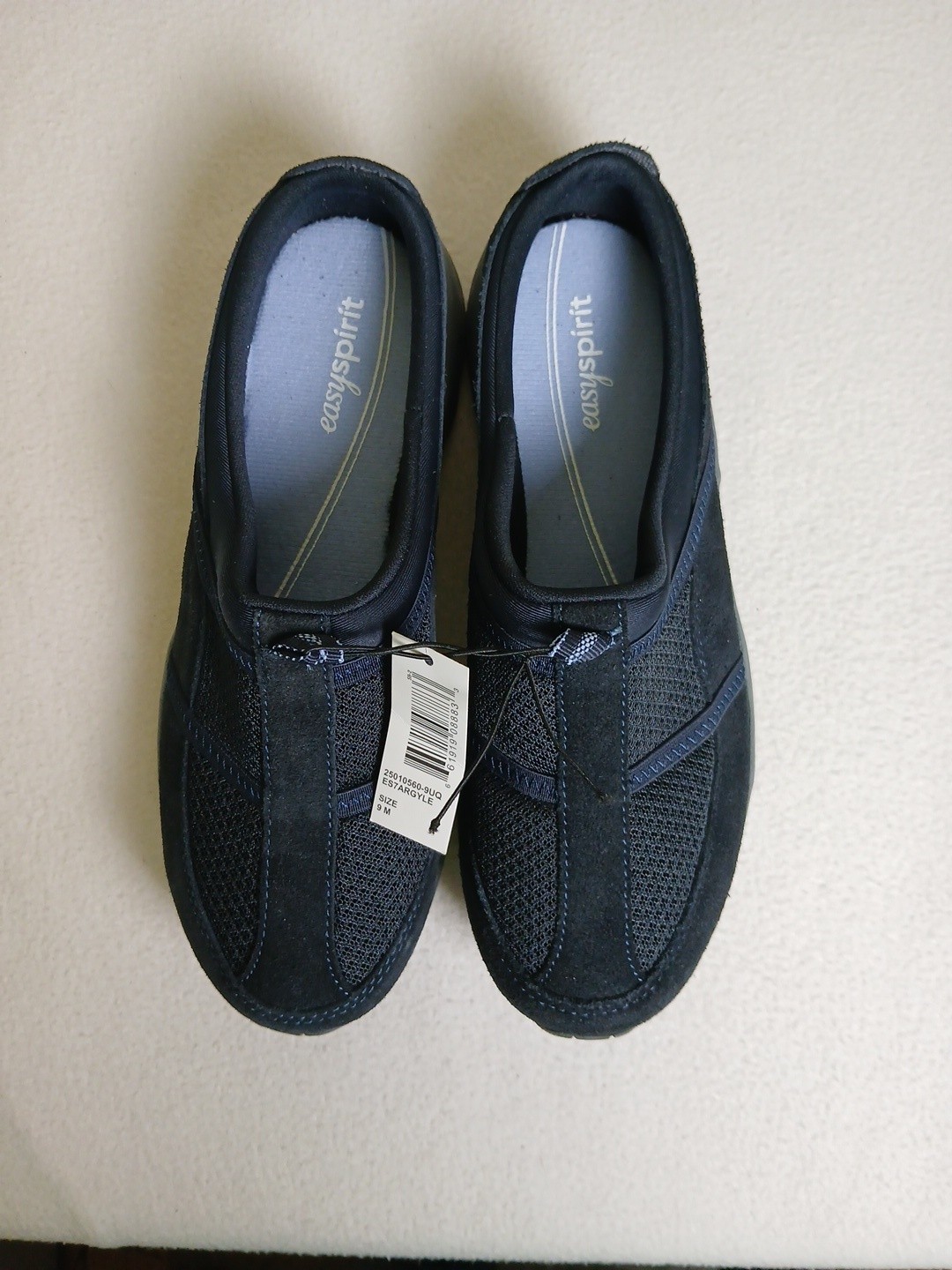 Easy Spirit Argyle Cushioned Walking Clog Slip-On Shoes Navy 9M NWB