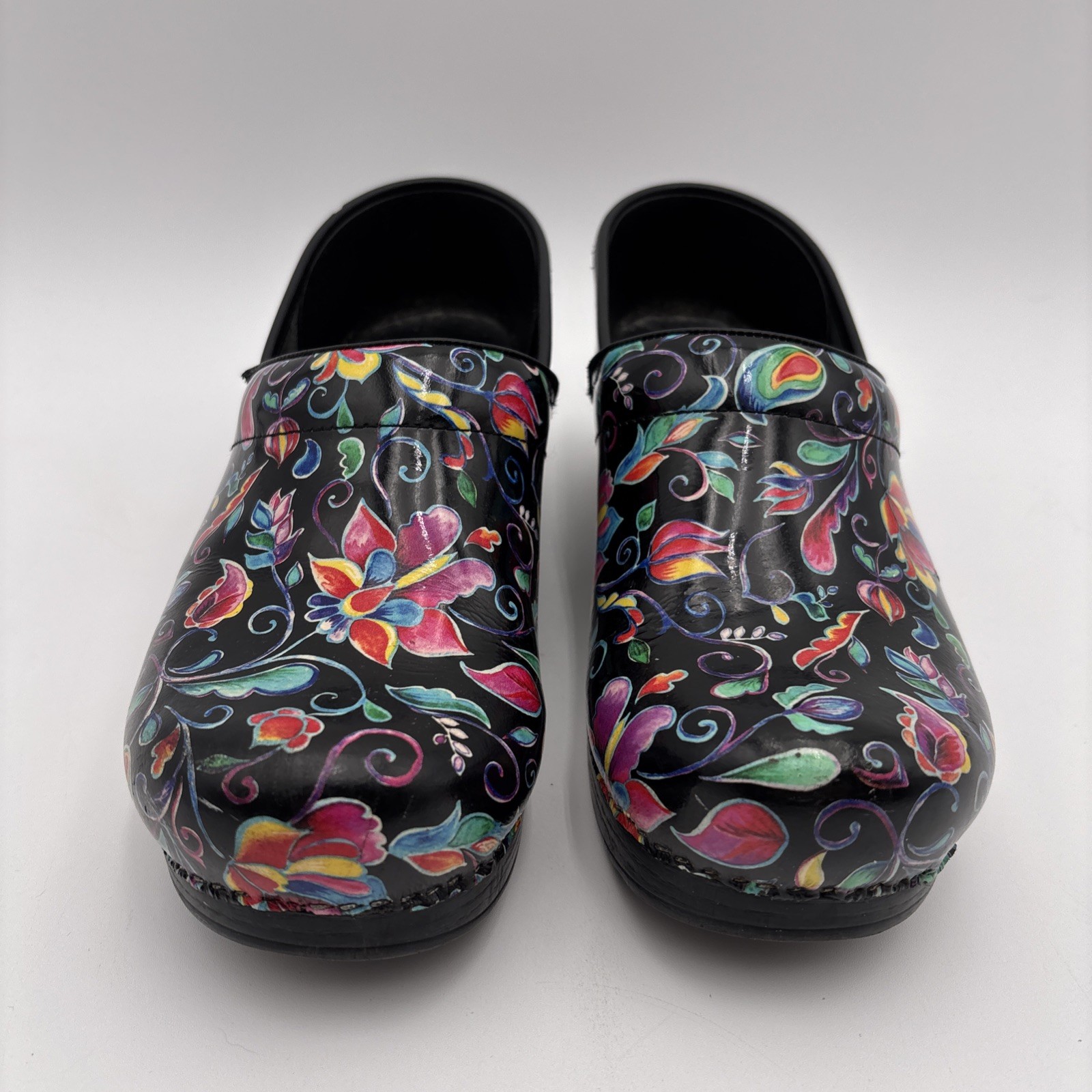 Dansko Floral Women’s Shoes Size 39 Professional Clogs Nursing Colorful Flowers