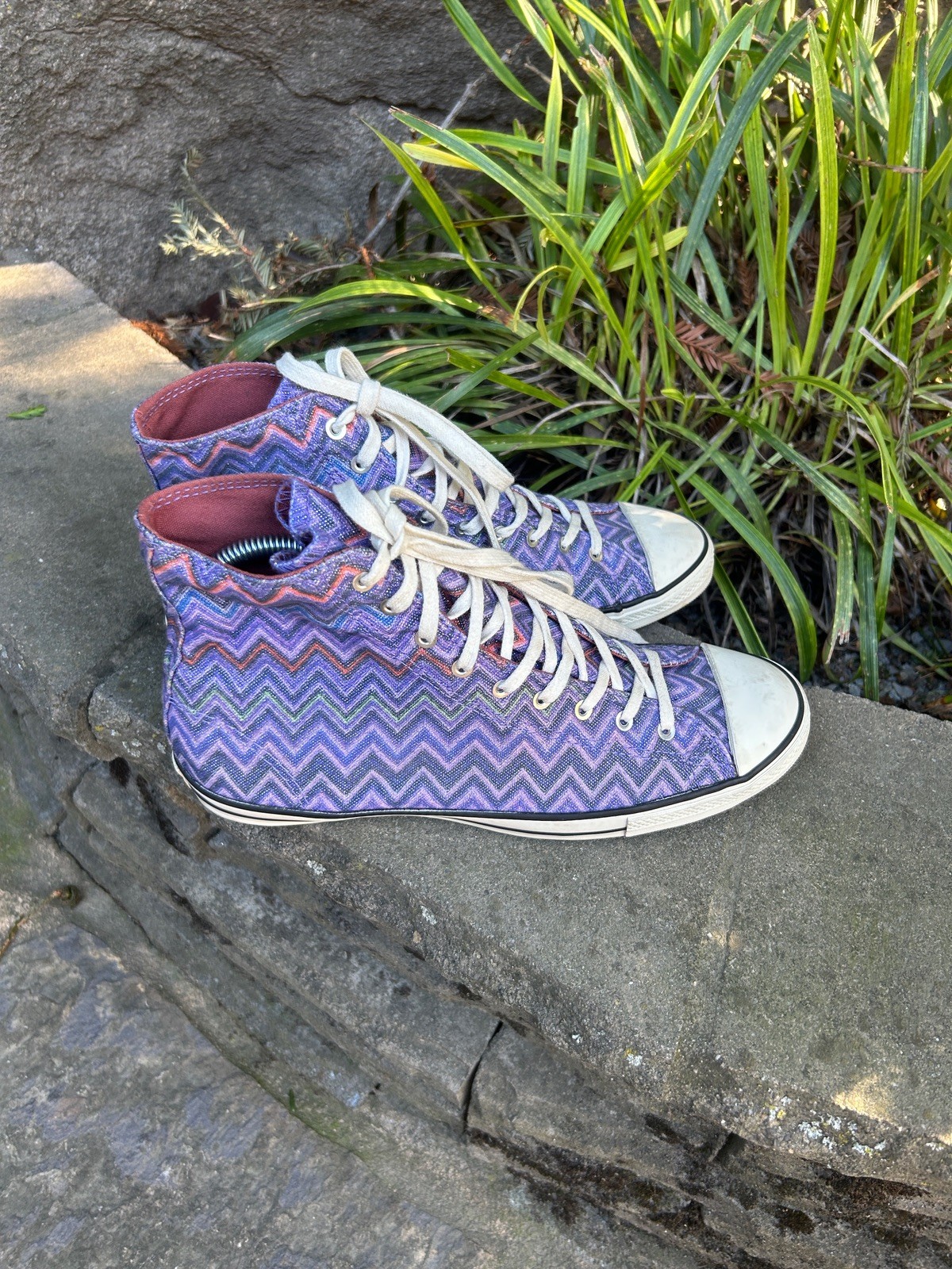 Missoni X Converse “Mediterranean” High Top Purple Metallic Sneakers Size 8