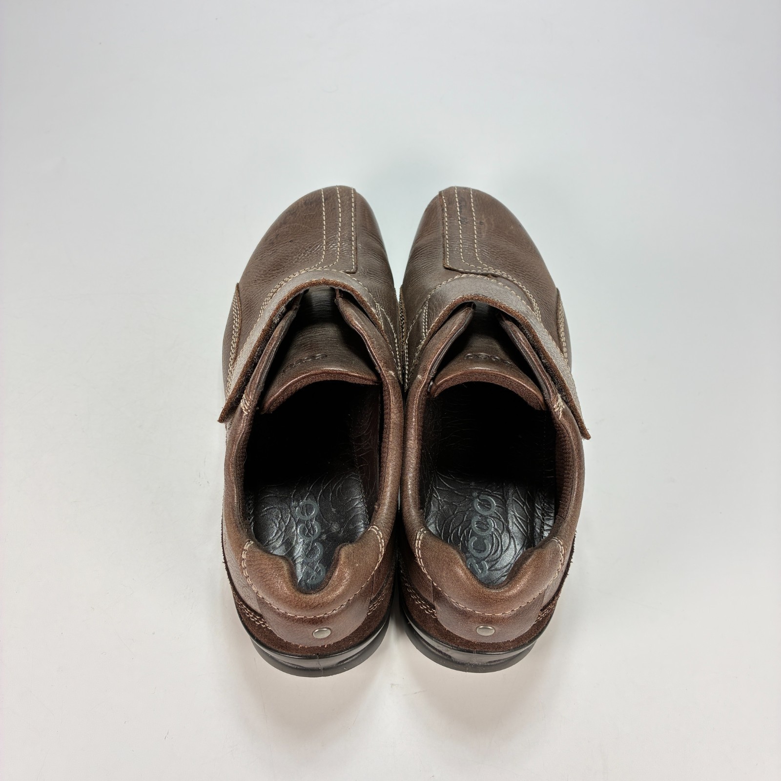 ECCO Wave Munk Brown Leather Comfort Casual Loafers Shoes Womens Sz US 7.5 EU 38