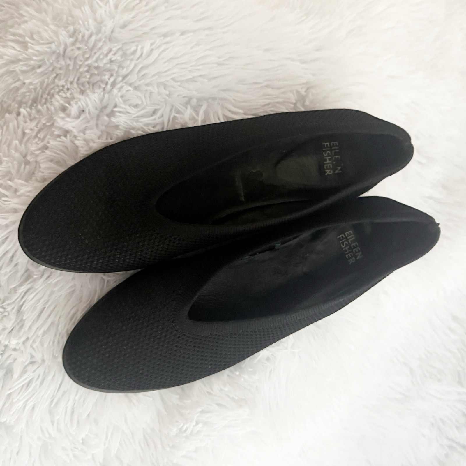 EILEEN FISHER | Heaven Stretch Knit Wedge Ballet Flat Black Slip-On | Size 9